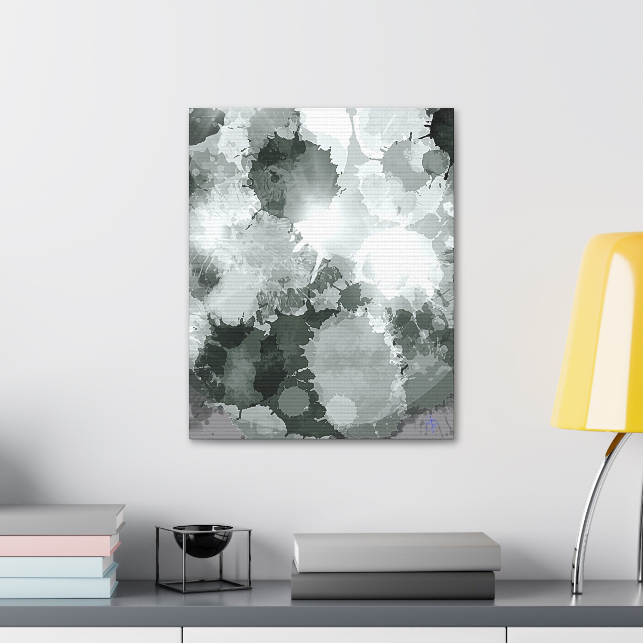 Abstract Gray Ink Splash Canvas