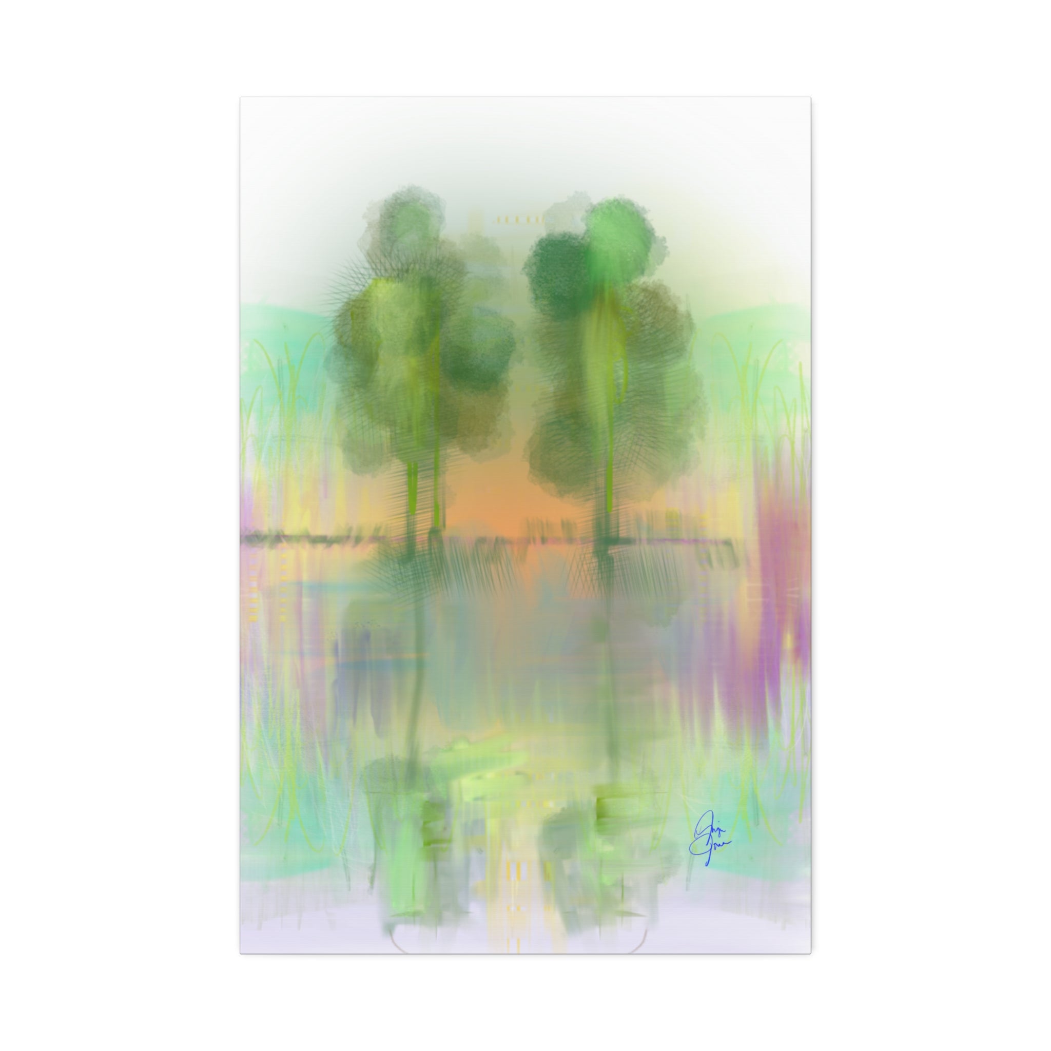 Serene Pastel Trees Canvas Print — Stretched 1.5"