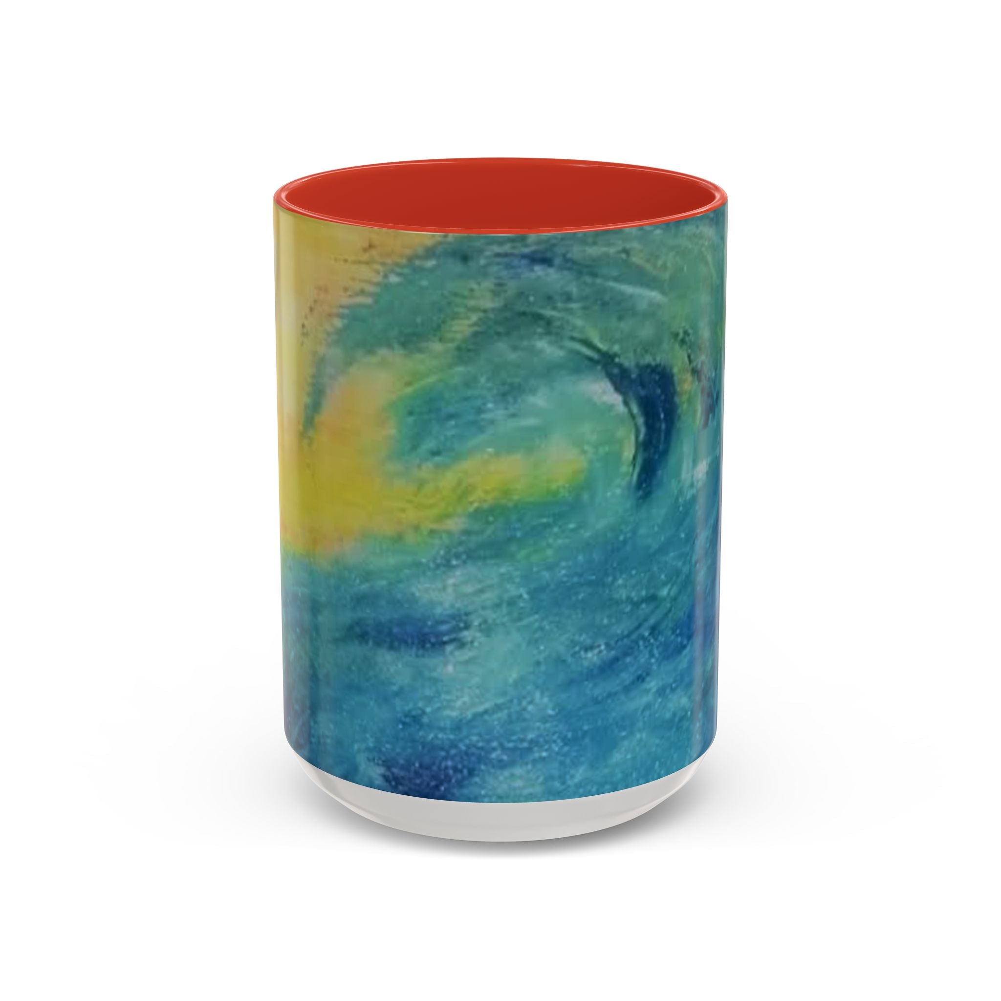 Ocean Wave Art Coffee Mug — Blue/Teal Abstract Accent Mug (11/15oz)
