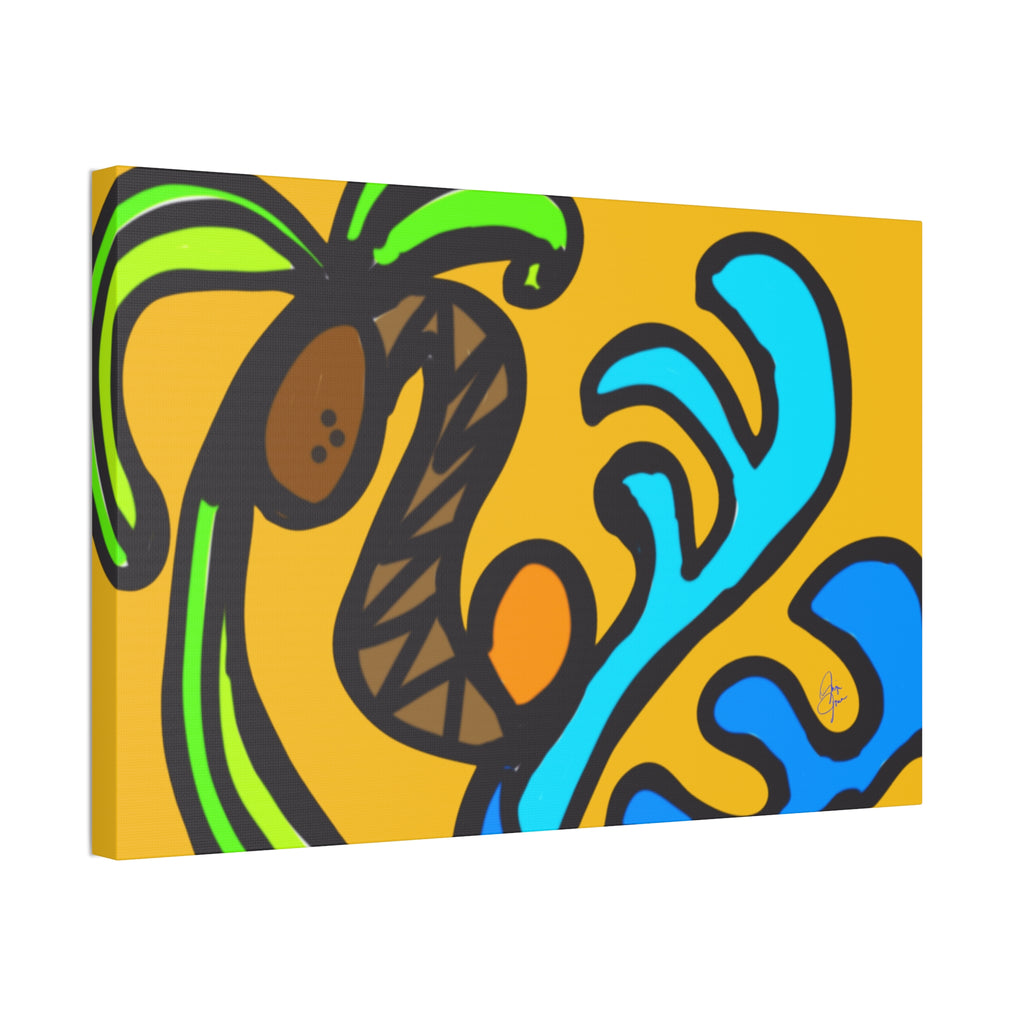 Stained Glass Beach Canvas — Whimsical Seaside Wall Art