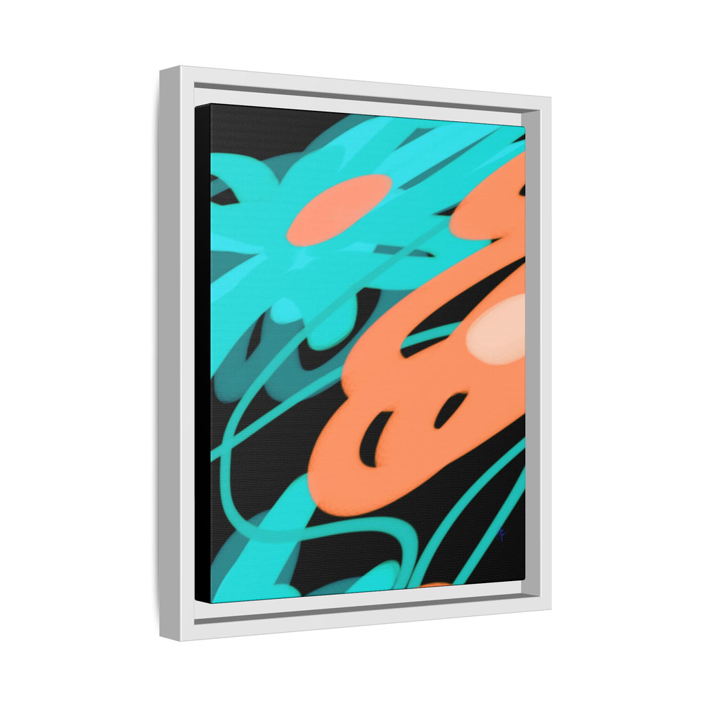 Abstract Teal & Coral Splash Framed Canvas