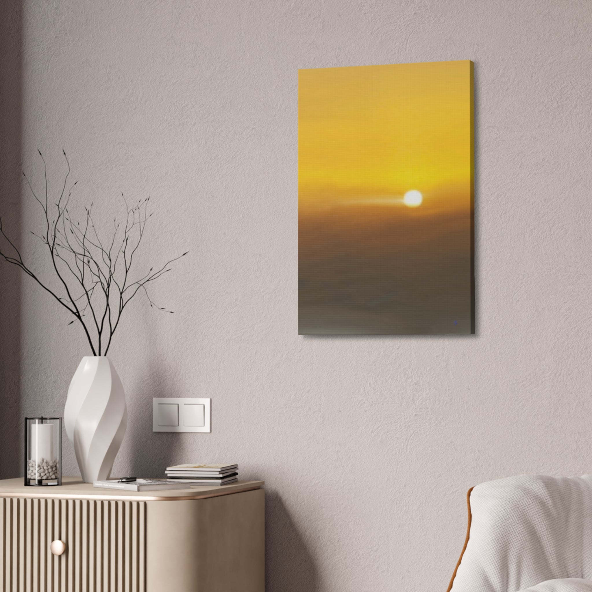 Golden Sunrise Canvas Wall Art — Tranquil Sunrise Stretched Canvas