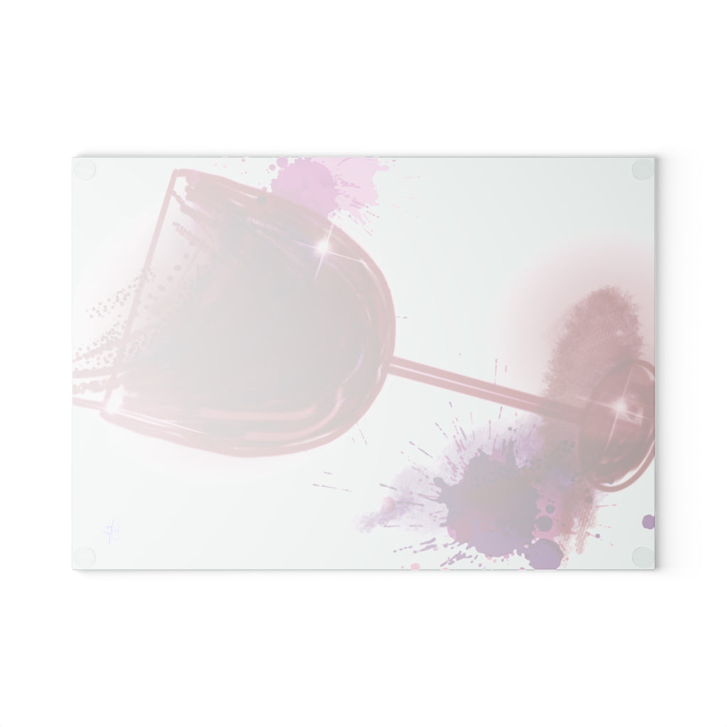 Wine Glass Glass Cutting Board — Watercolor Splash Kitchen Cutting Board, Entertaining & Gift