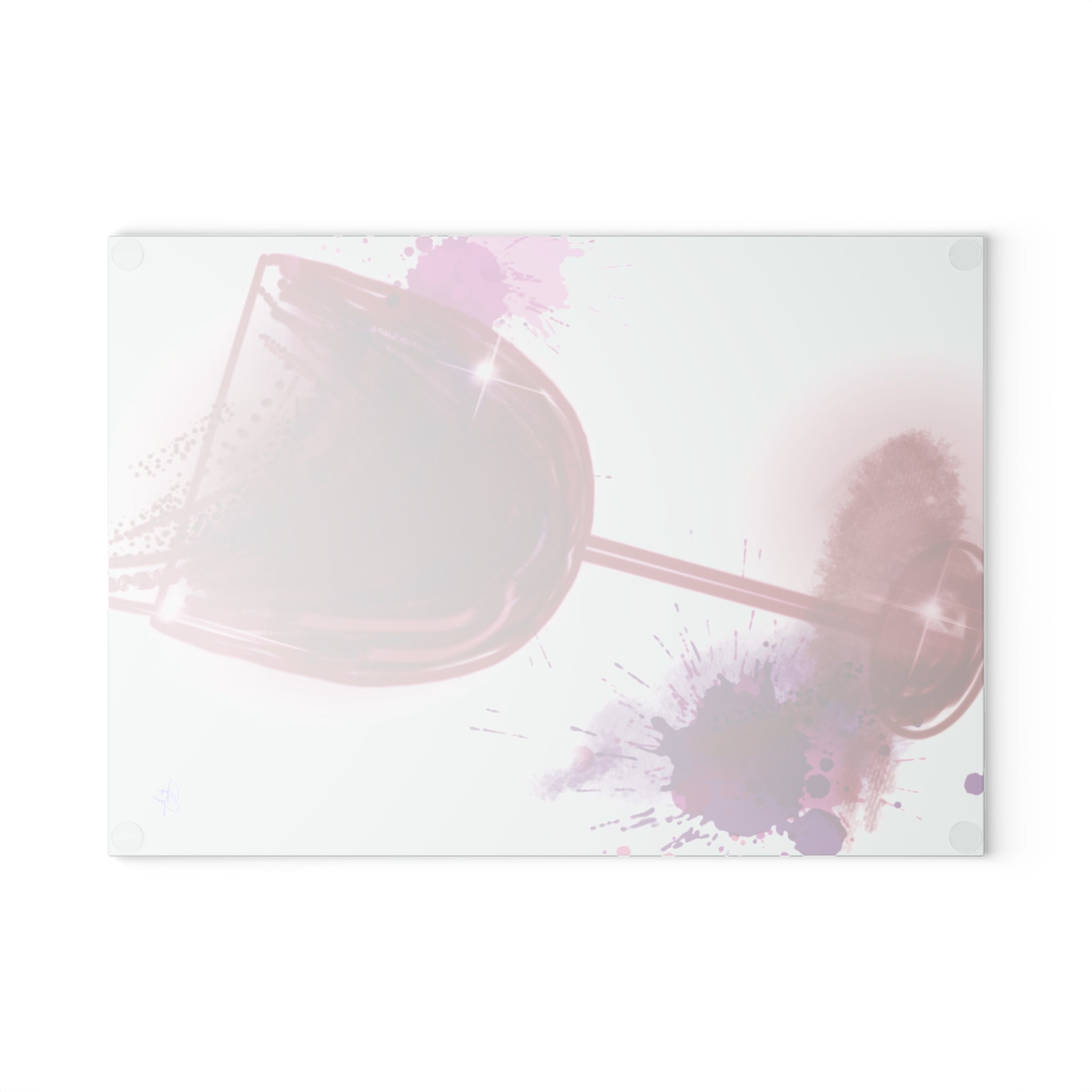Wine Glass Glass Cutting Board — Watercolor Splash Kitchen Cutting Board, Entertaining & Gift