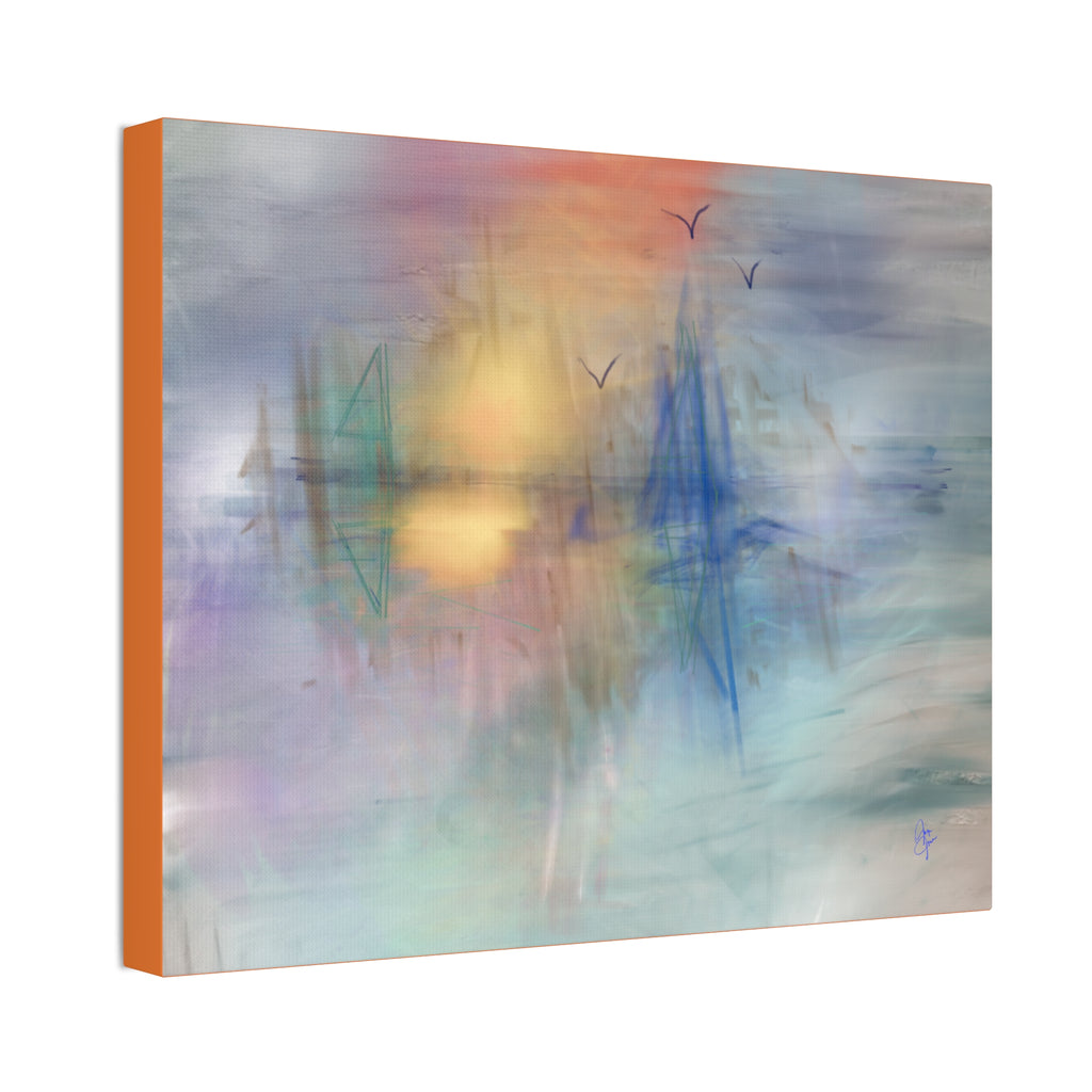 Sunset Harbor Abstract Canvas Wall Art – Stretched 1.5"