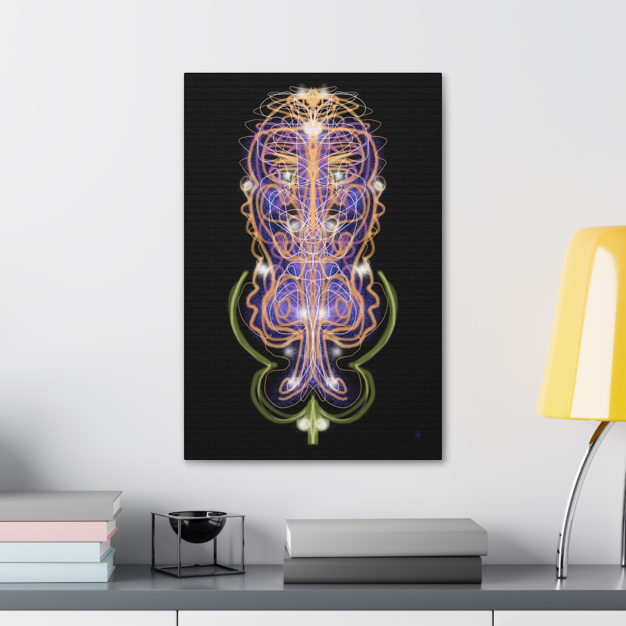 Mystic Symmetry Canvas — Abstract Spiritual Wall Art on Teal