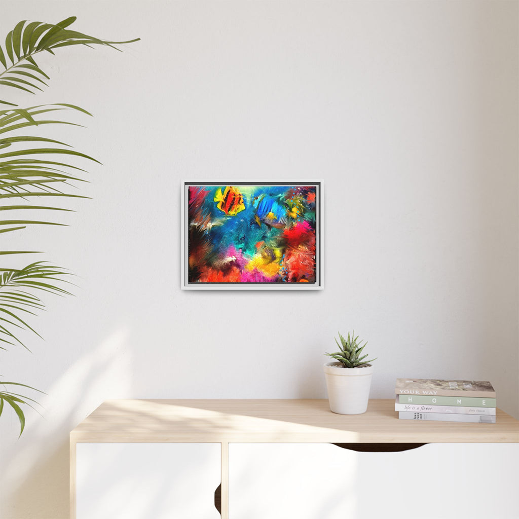Framed Abstract Color Explosion Canvas — Vibrant Multi‑Color Wall Art