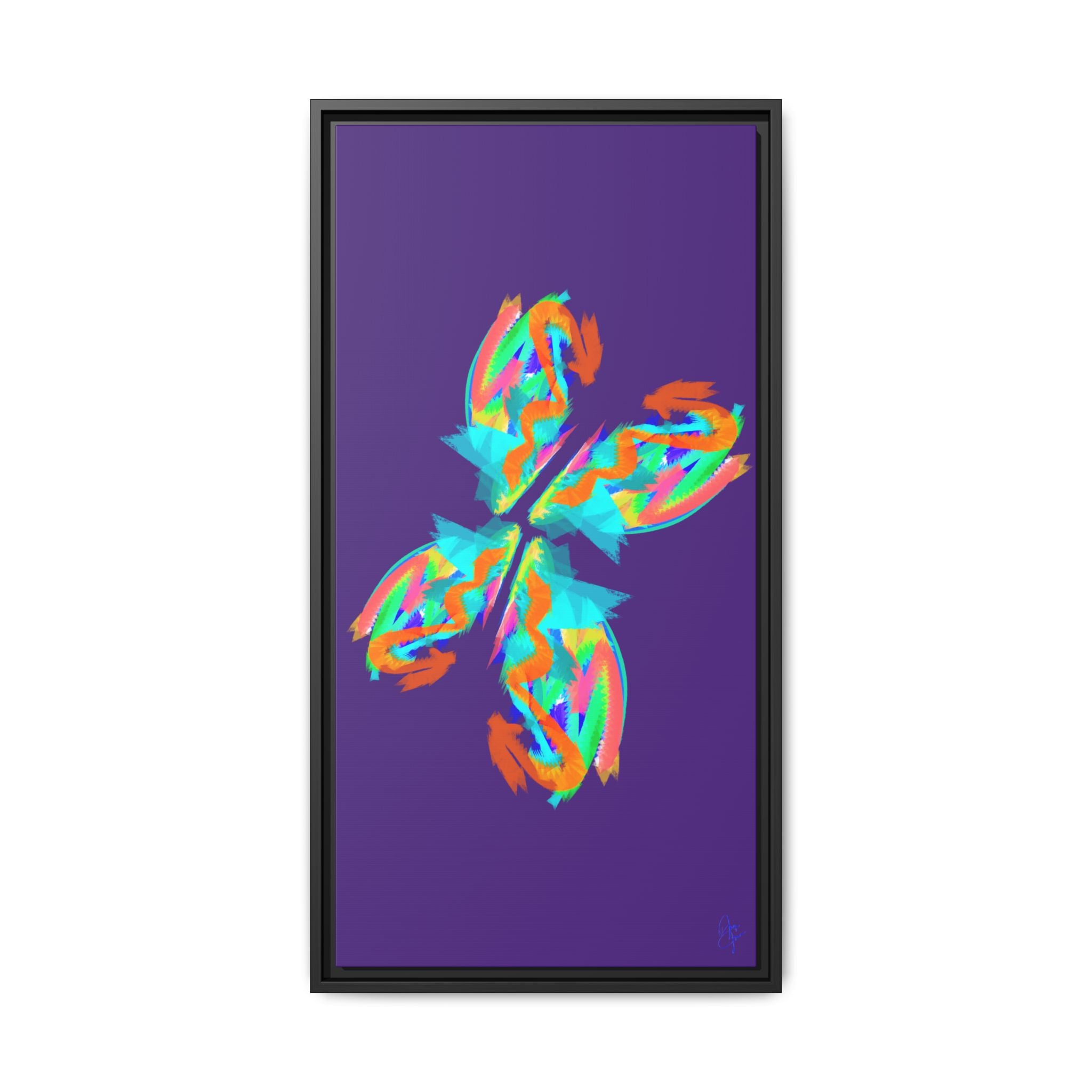 Framed Matte Canvas — Neon Abstract Butterfly Wall Art
