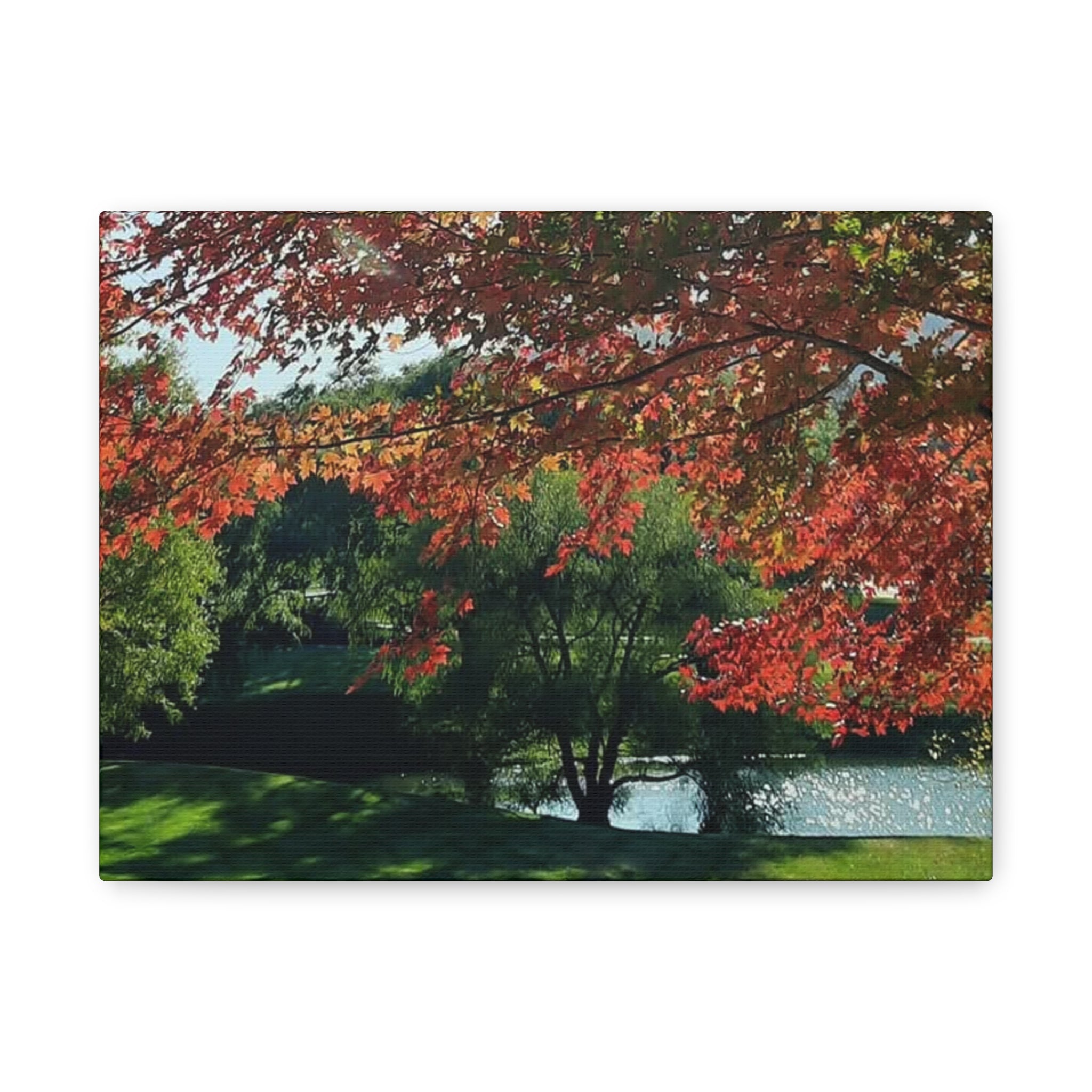 Autumn Lakeside Canvas Print — Stretched Matte Wall Art