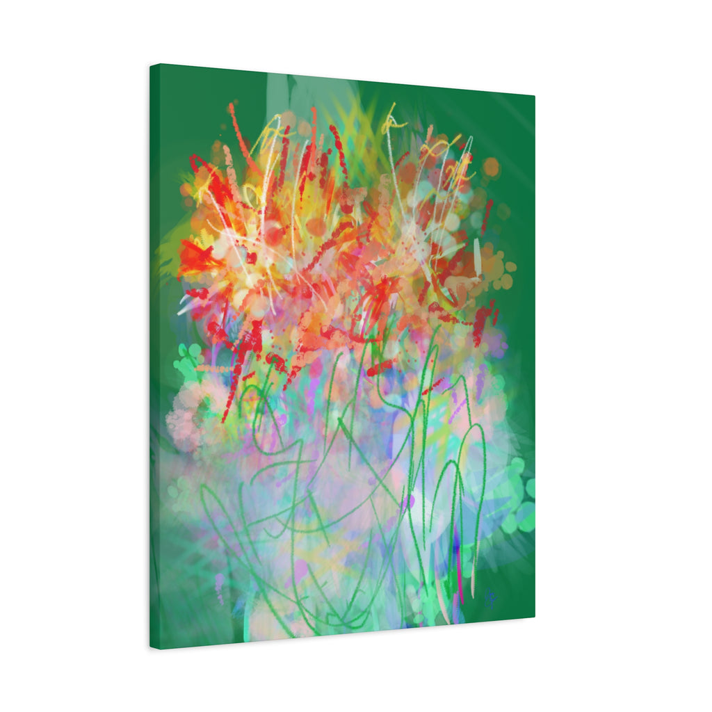 Abstract Floral Canvas Print — Colorful Spring Garden Matte Wall Art (Stretched 1.25")