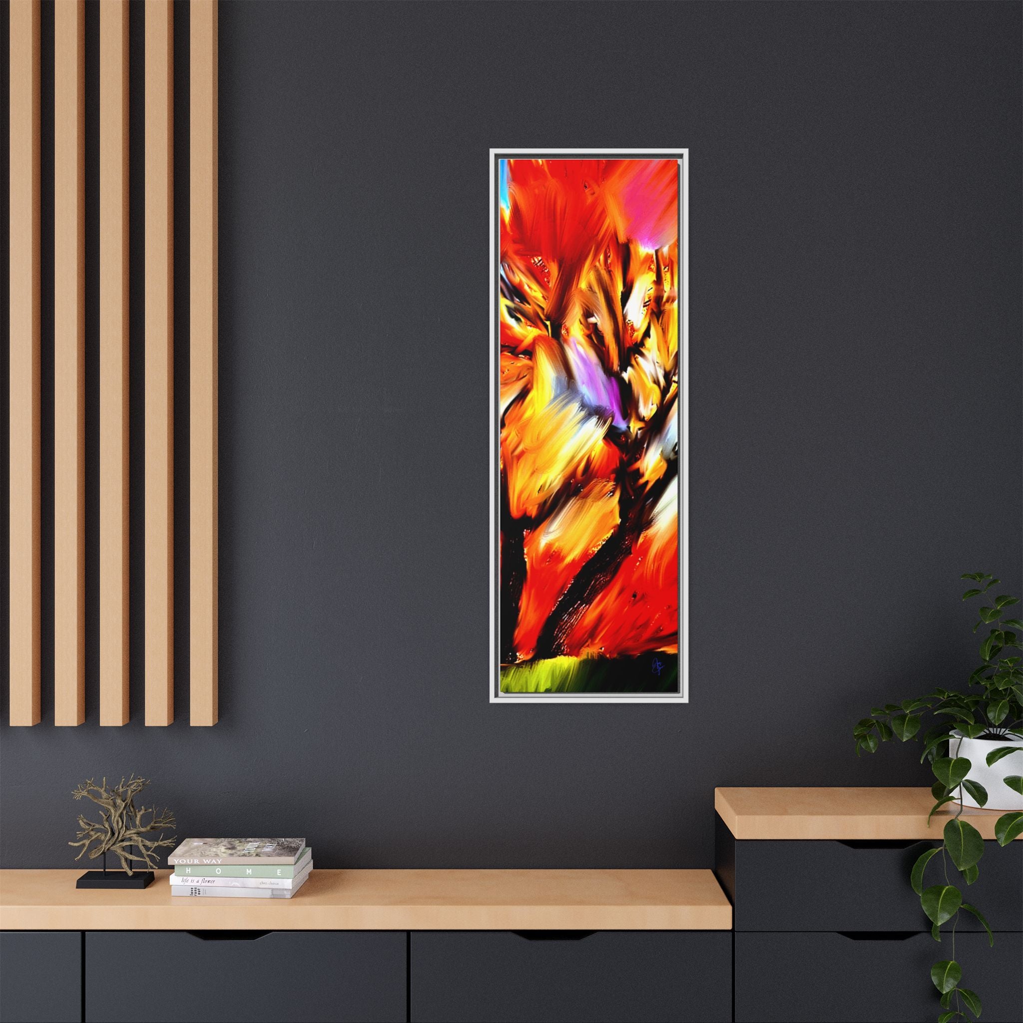Framed Matte Canvas Print — Vibrant Tree Landscape