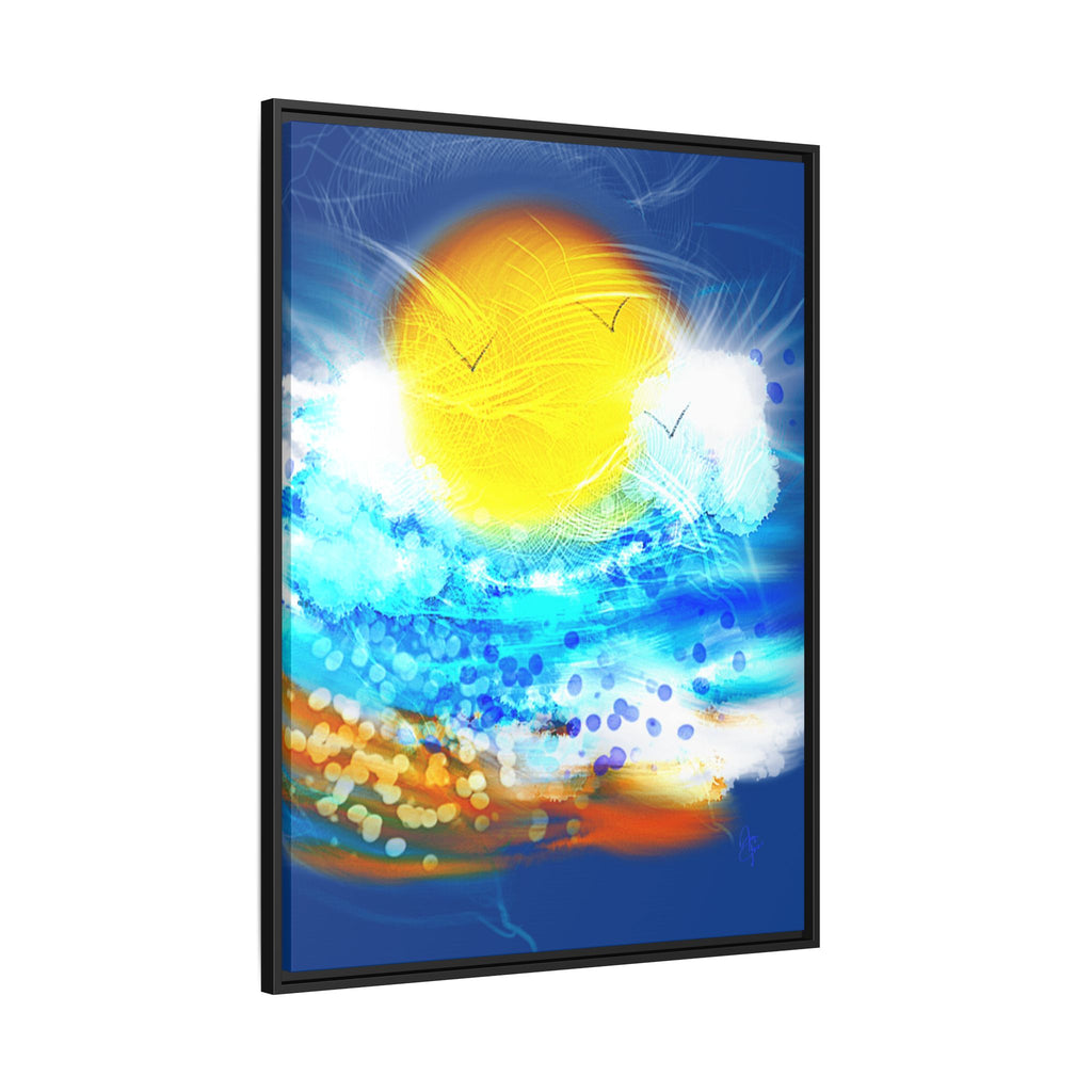 Sunshine Shore Matte Canvas Framed Wall Art — Bright Abstract Beach Print