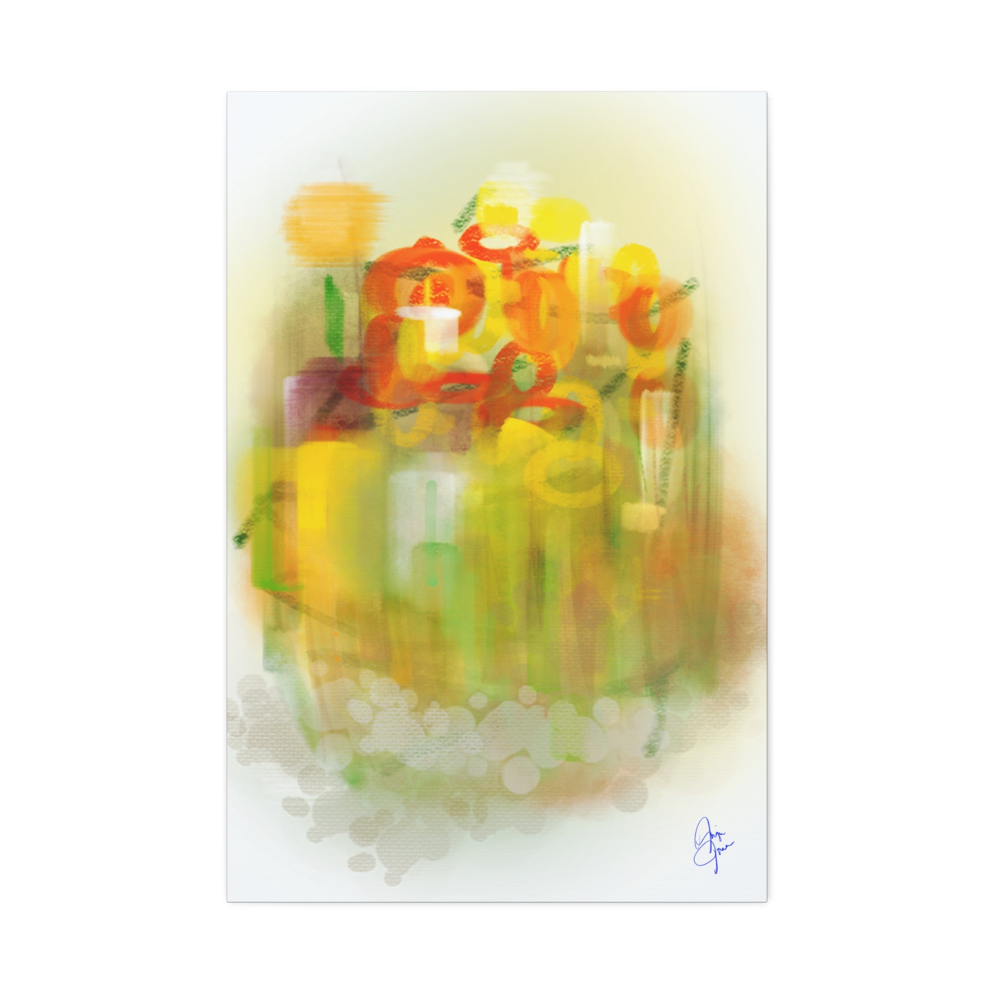 Abstract Floral Canvas Print – Yellow & Orange Stretched Wall Art (1.5" Depth)