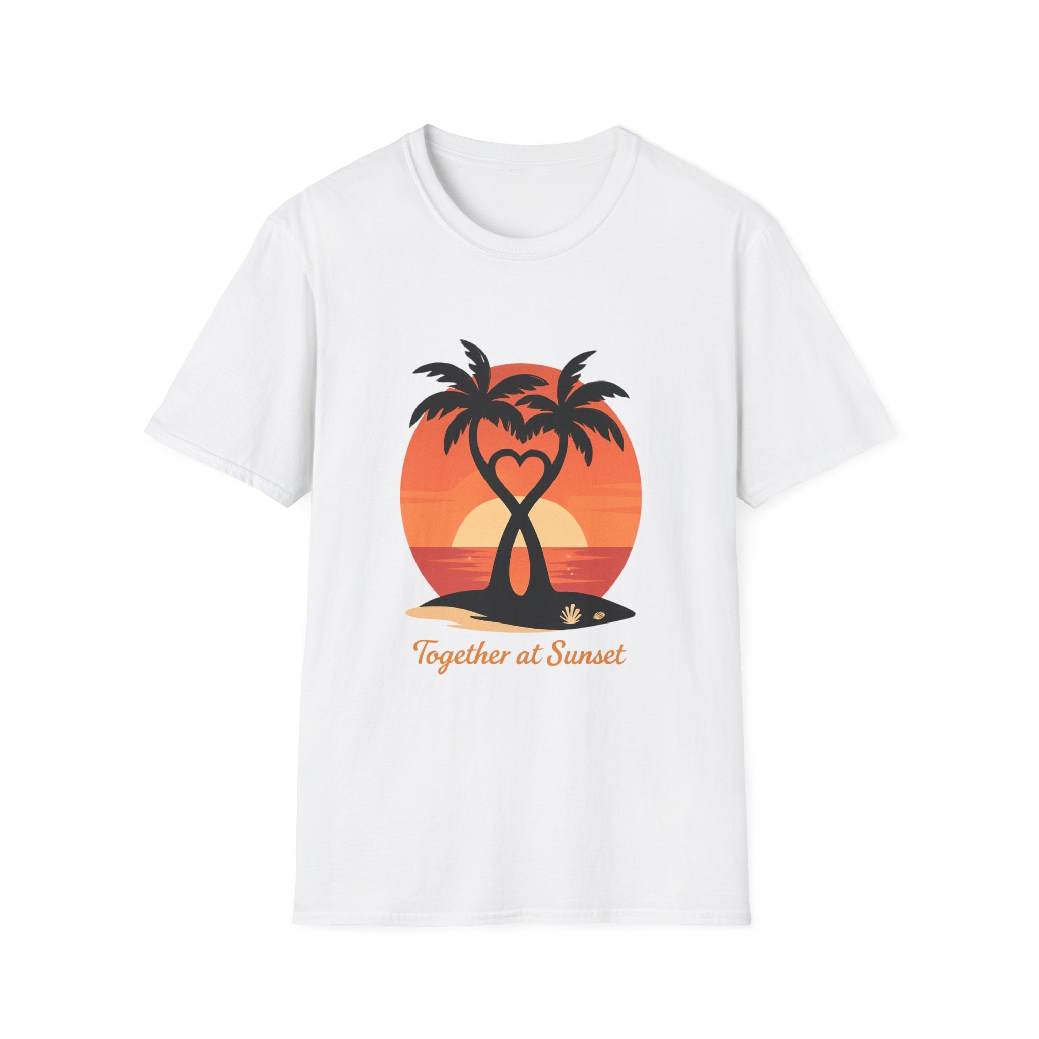 Sunset Palm T-Shirt — "Together at Sunset" Romantic Beach Tee