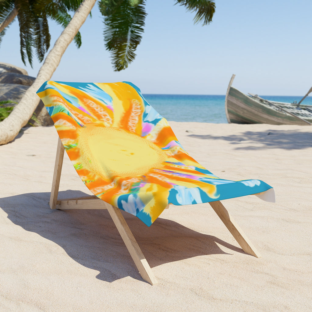 Sunny Splash Beach Towel – Bright Watercolor Sun Design