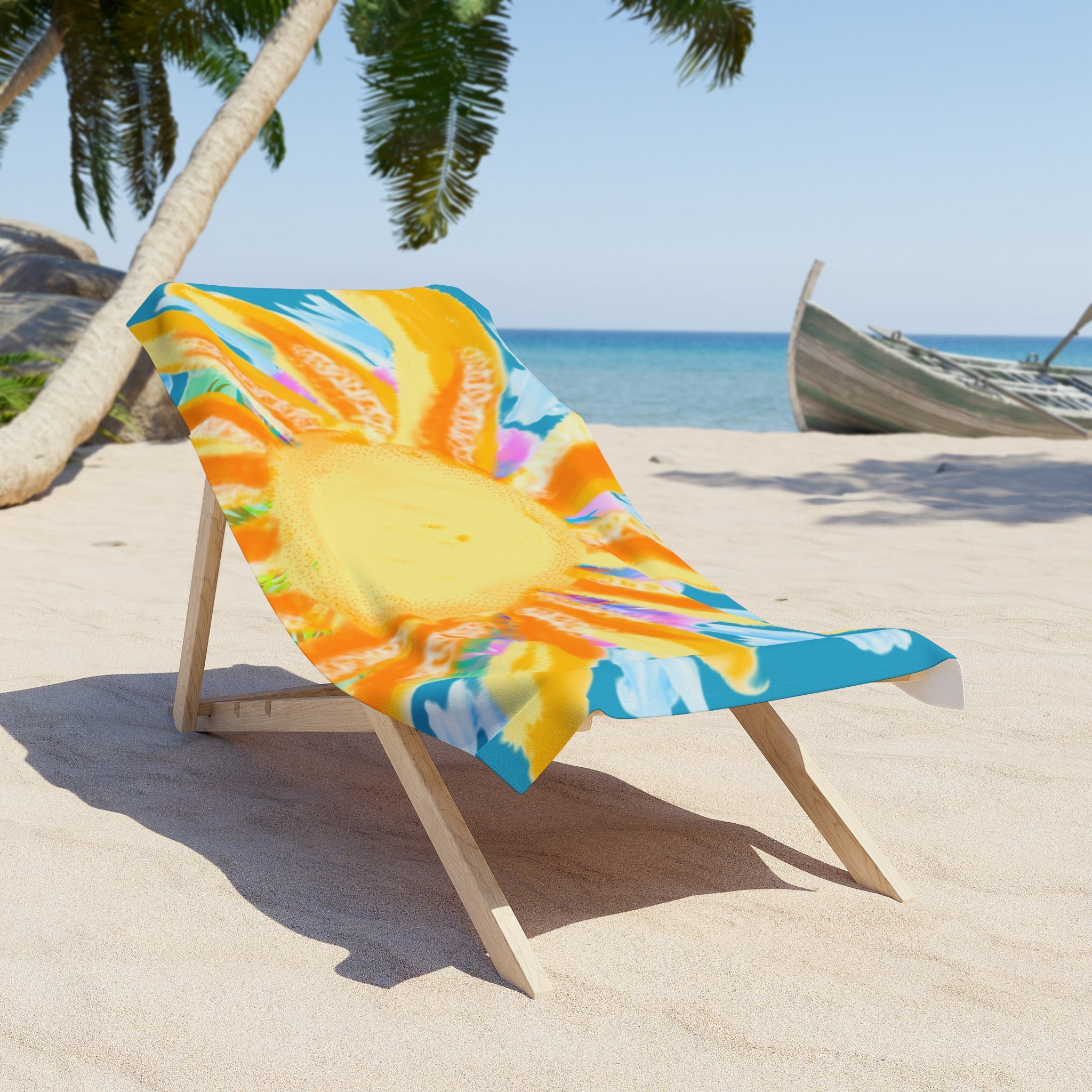 Sunny Splash Beach Towel – Bright Watercolor Sun Design