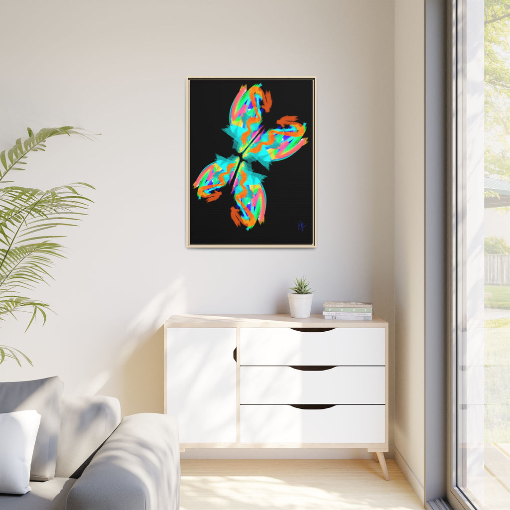 Framed Matte Canvas — Neon Abstract Butterfly Wall Art