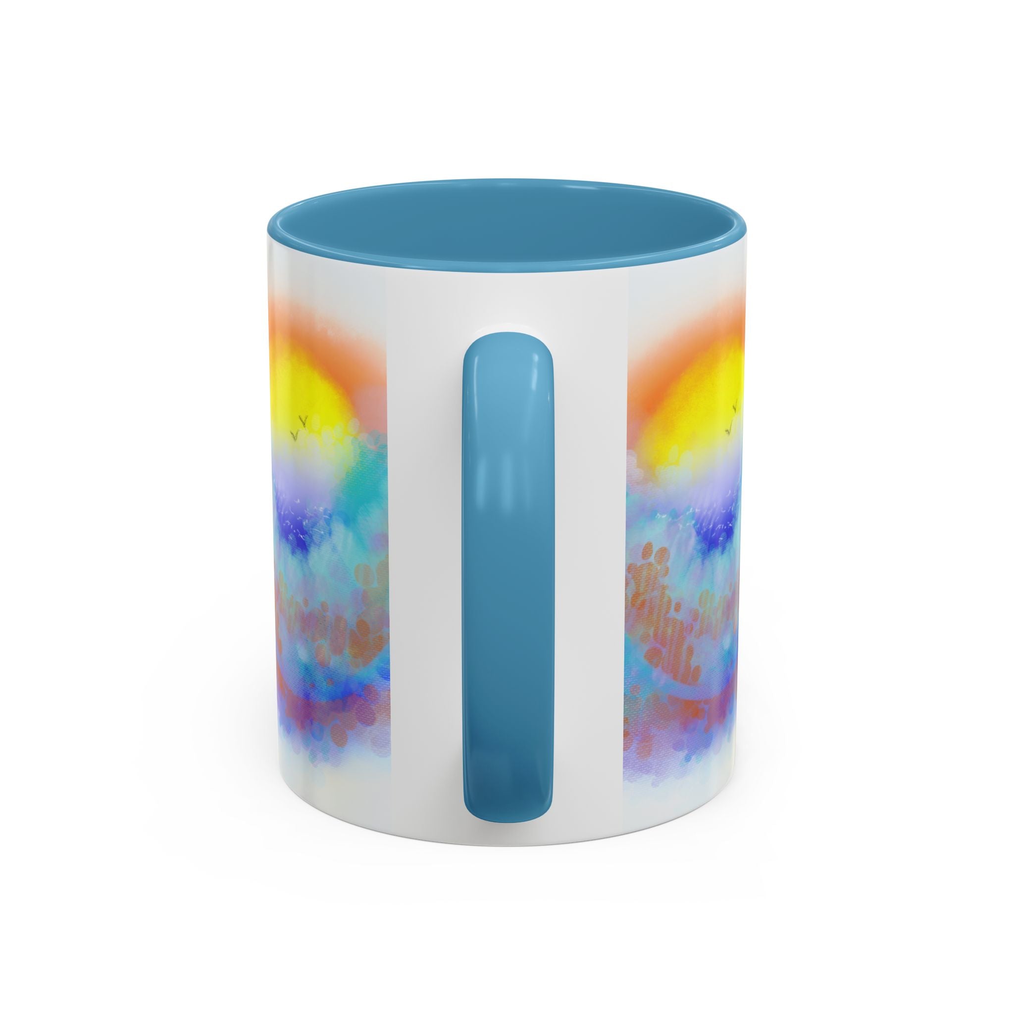 Sunrise Watercolor Accent Coffee Mug — Colorful Ocean Sunrise Art (11/15 oz)