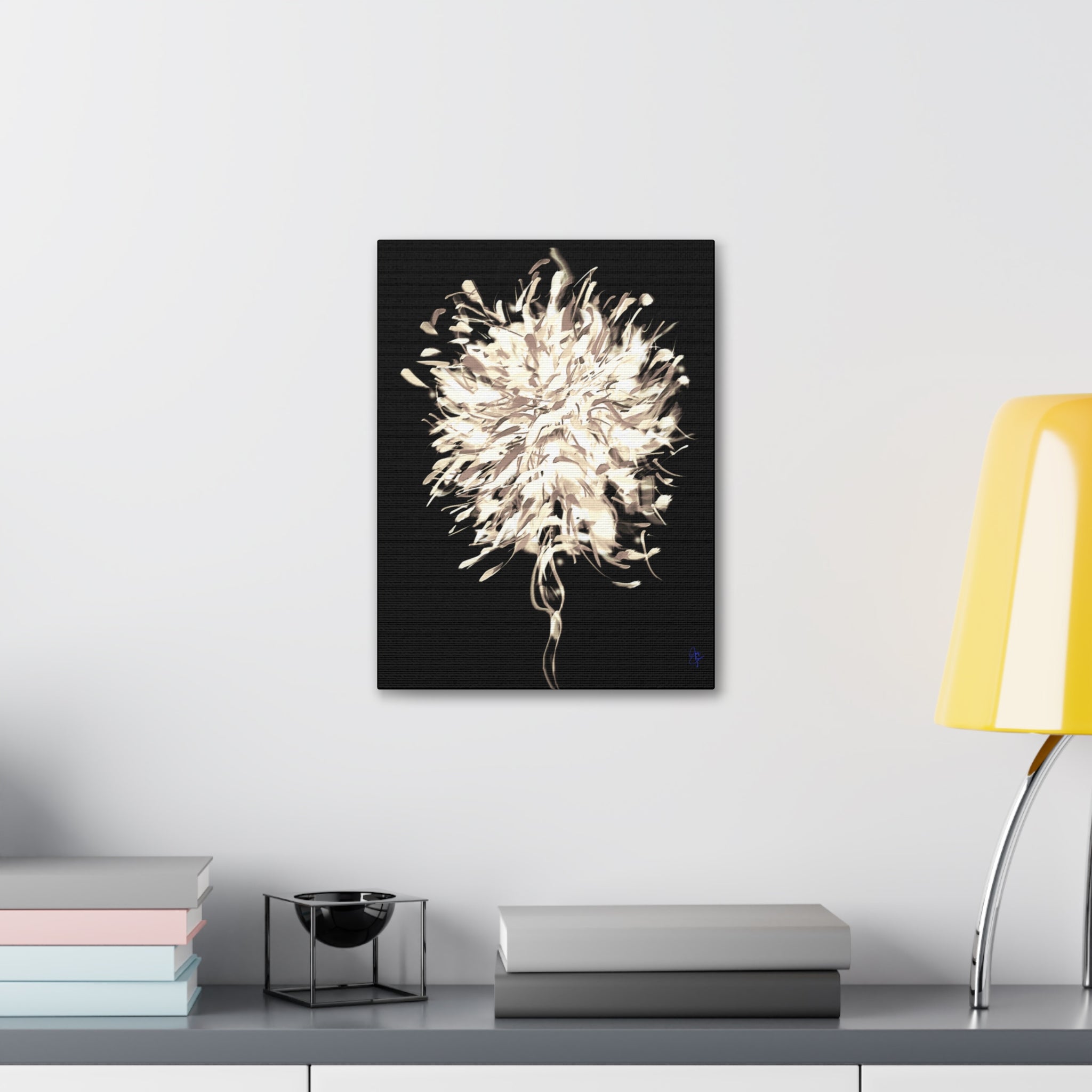 Abstract Floral Canvas Print – Neutral Burst Wall Art, Stretched 1.5"
