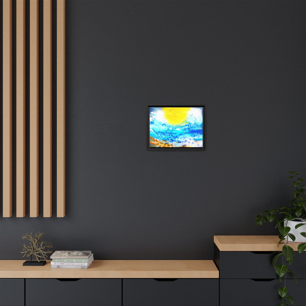 Sunshine Shore Matte Canvas Framed Wall Art — Bright Abstract Beach Print