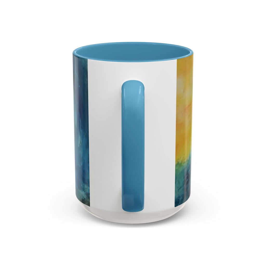 Ocean Wave Art Coffee Mug — Blue/Teal Abstract Accent Mug (11/15oz)