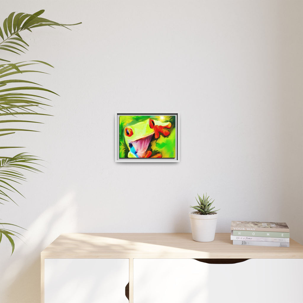 Colorful Tree Frog Matte Canvas Print — Framed Tropical Wall Art