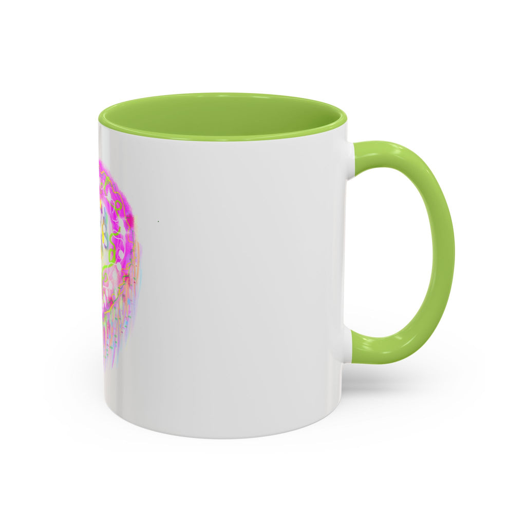Pink Heart Floral Coffee Mug — Cute Pastel Accent Mug with Daisy Heart Design