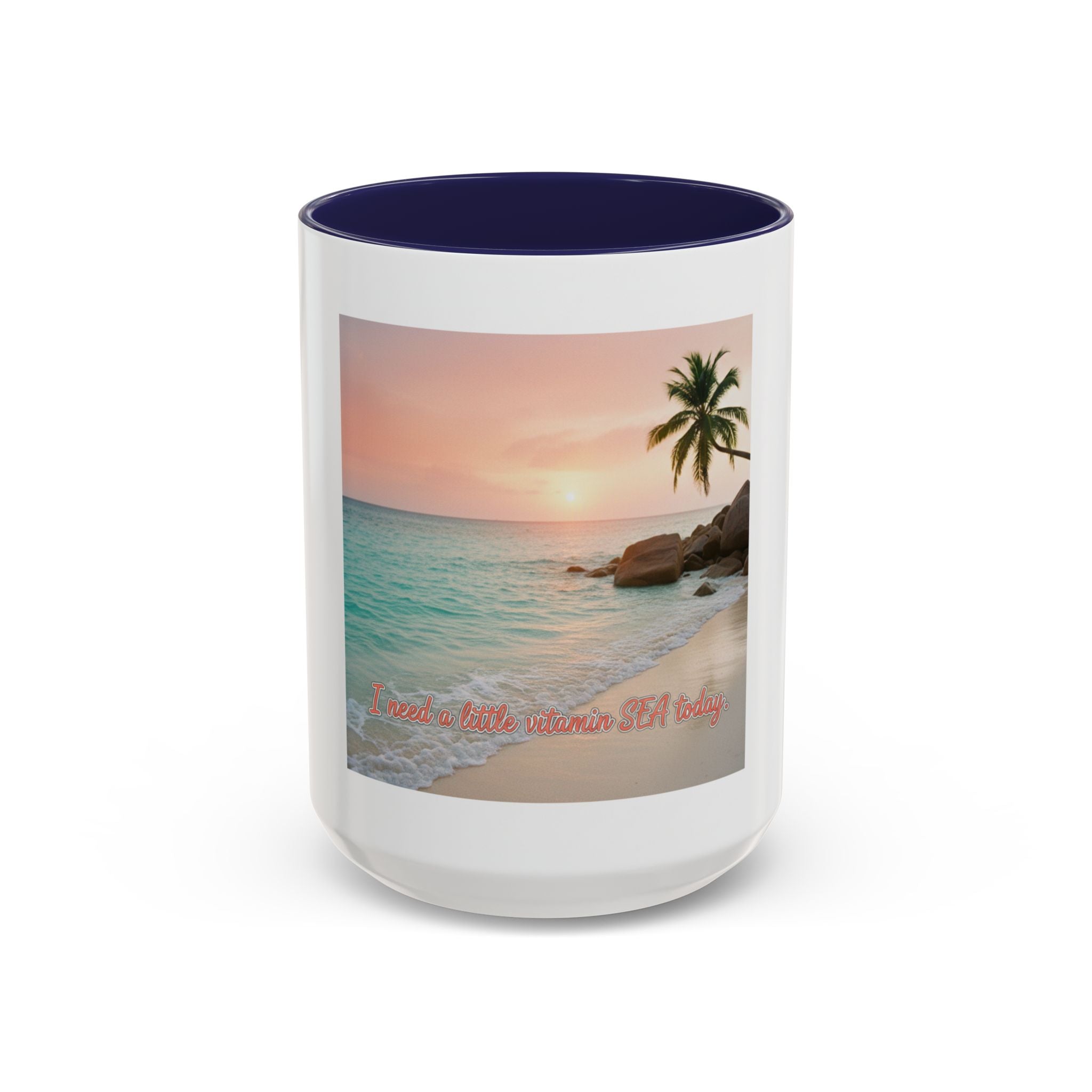 Tropical Beach Coffee Mug — Sunset Palm Ocean Accent Mug (11/15 oz)