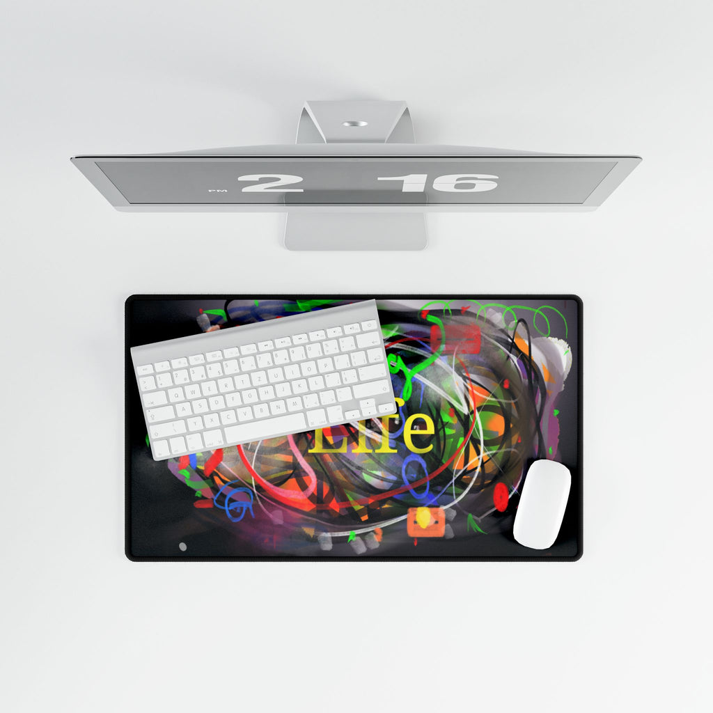 Desk Mat — Vibrant 'Lovng Life' Abstract Art Gaming/Office Mouse Pad