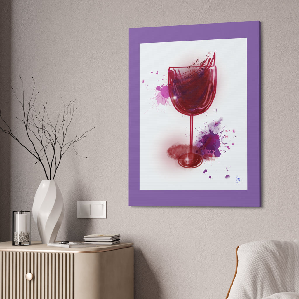 Wine Glass Art Canvas — Red Wine Splash Stretched Wall Art (1.5" Depth)