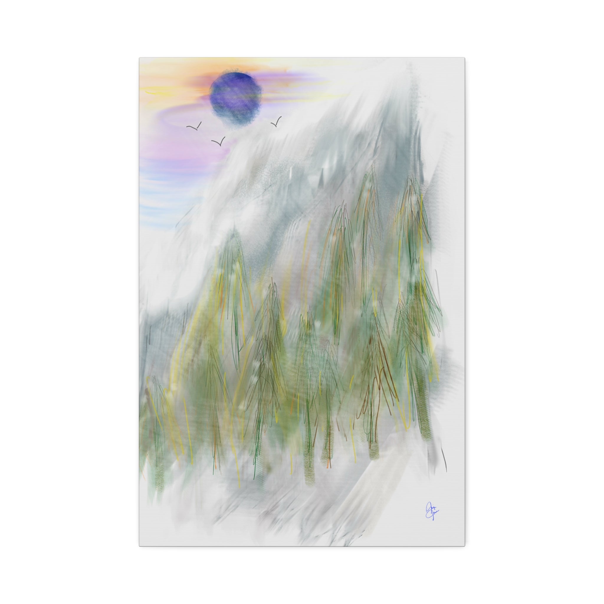 Mountain Mist Canvas Print — Green Stretched Wall Art