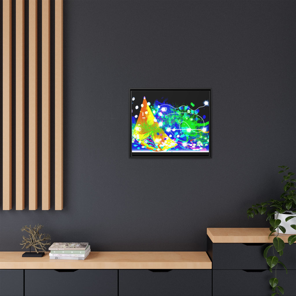 Abstract Neon Wave Matte Canvas Framed Art