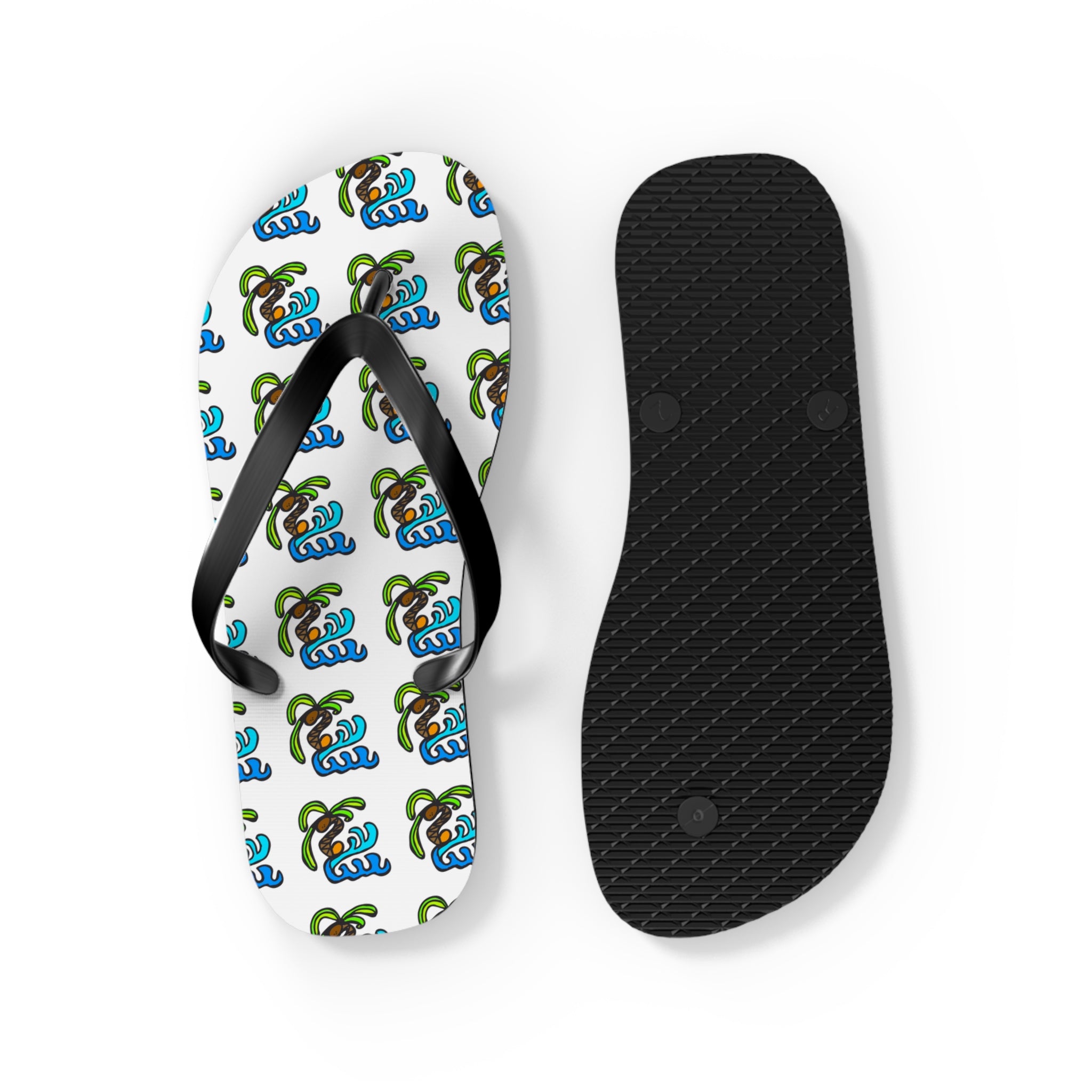 Flip Flops — Tropical Palm Tree Pattern Beach Sandals