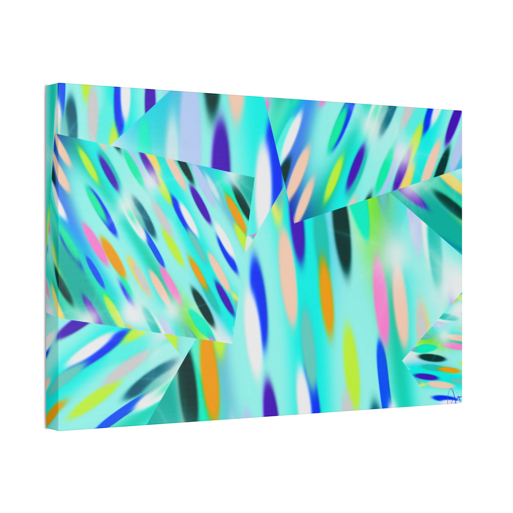 Abstract Aqua Canvas Print — Turquoise Geometric Art on Stretched 1.5" Canvas