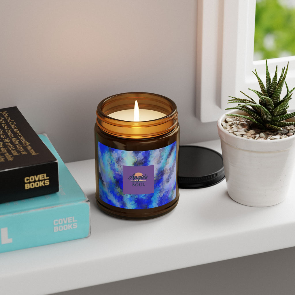 Blue Serenity Soy Candle — Scented Amber Jar (Multi-Size)