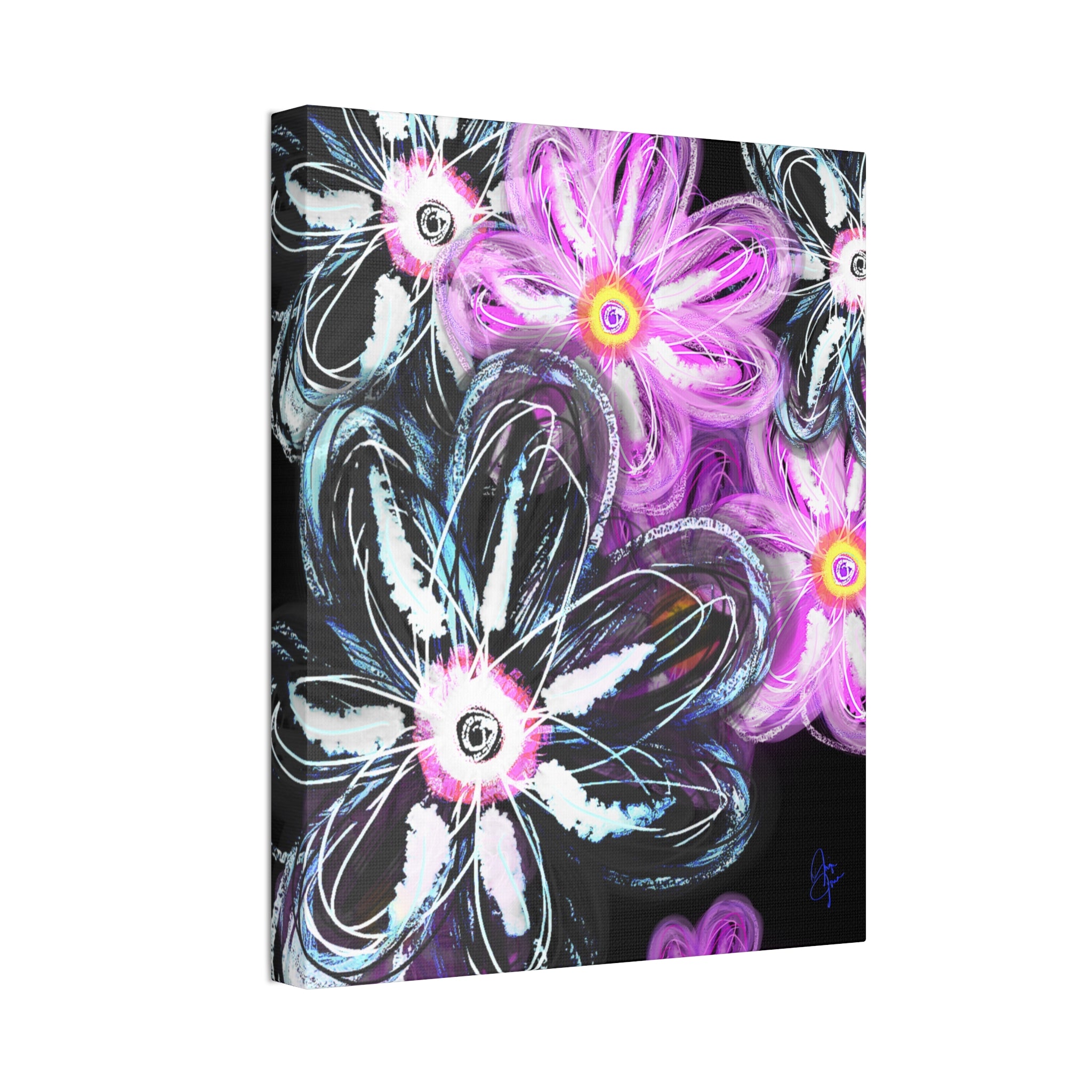 Floral Neon Abstract Canvas