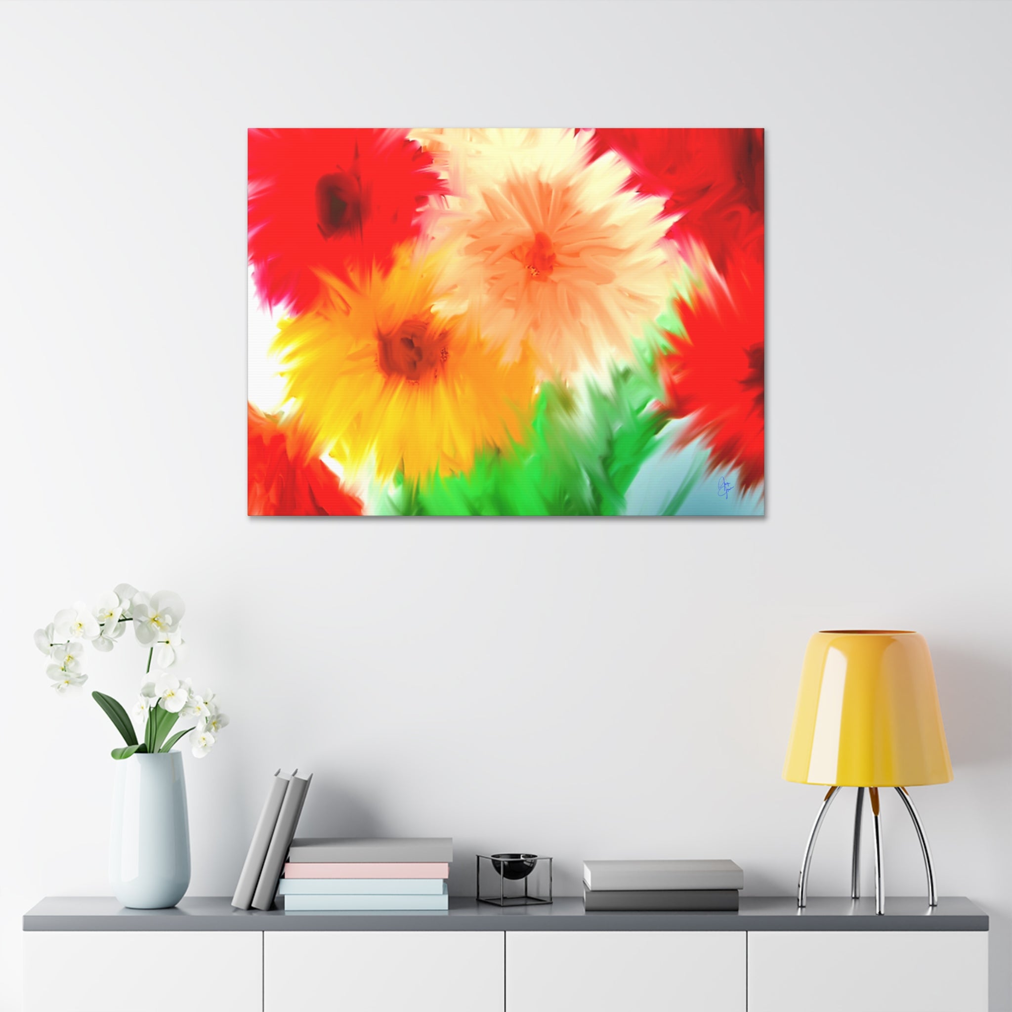 Bright Floral Abstract Canvas Wall Art — Stretched 1.5"