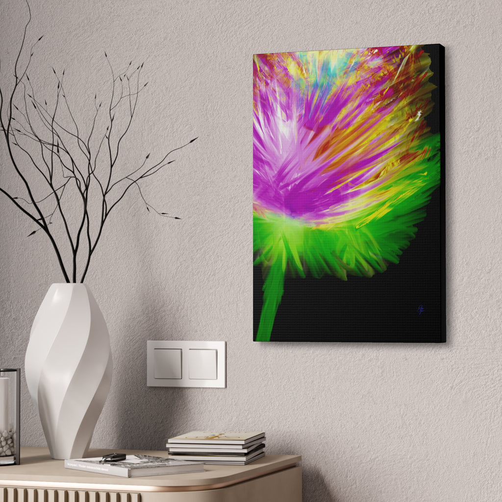 Vibrant Abstract Feather Canvas — Colorful Modern Wall Art (1.5" Stretched)