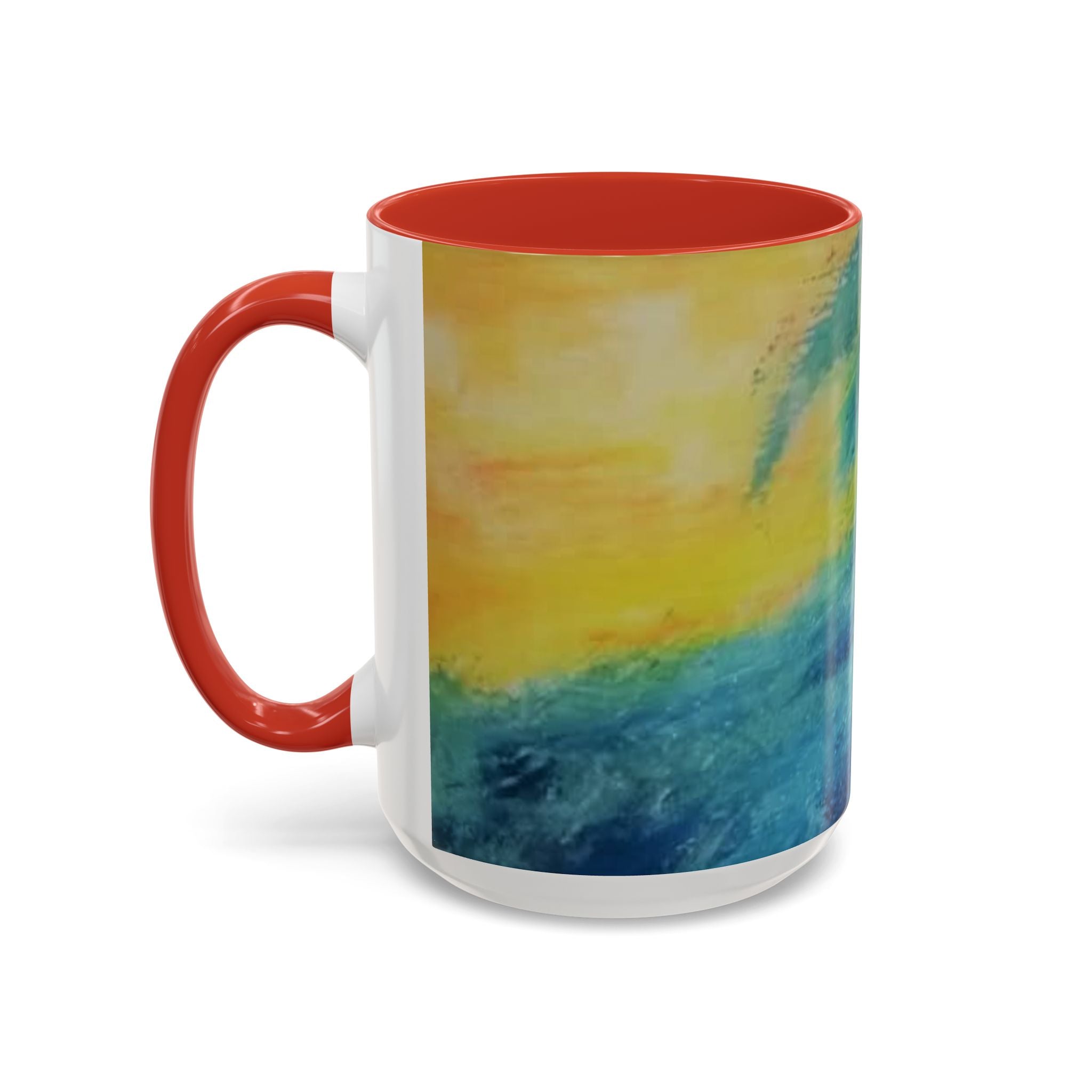 Ocean Wave Art Coffee Mug — Blue/Teal Abstract Accent Mug (11/15oz)