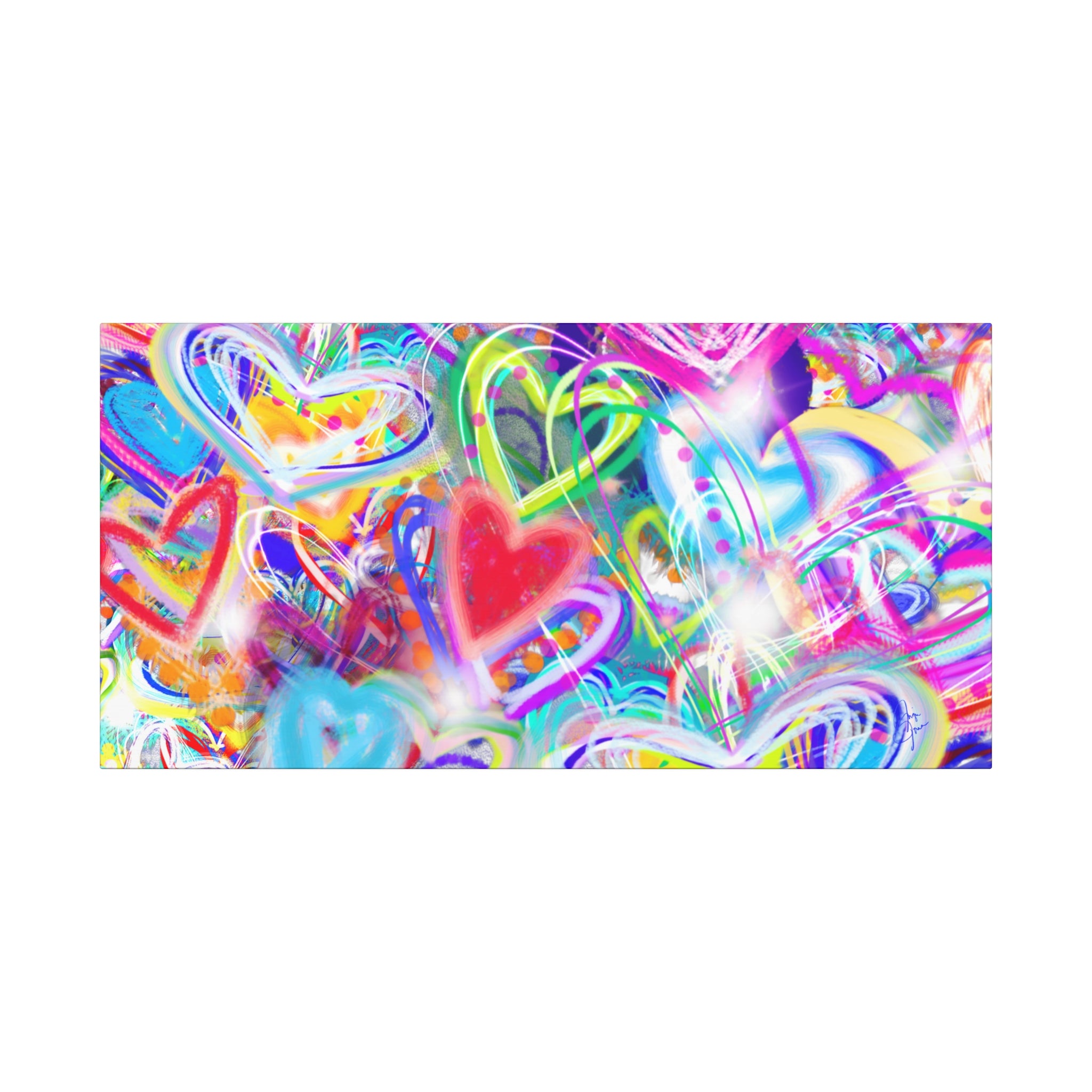 Colorful Heart Graffiti Matte Canvas