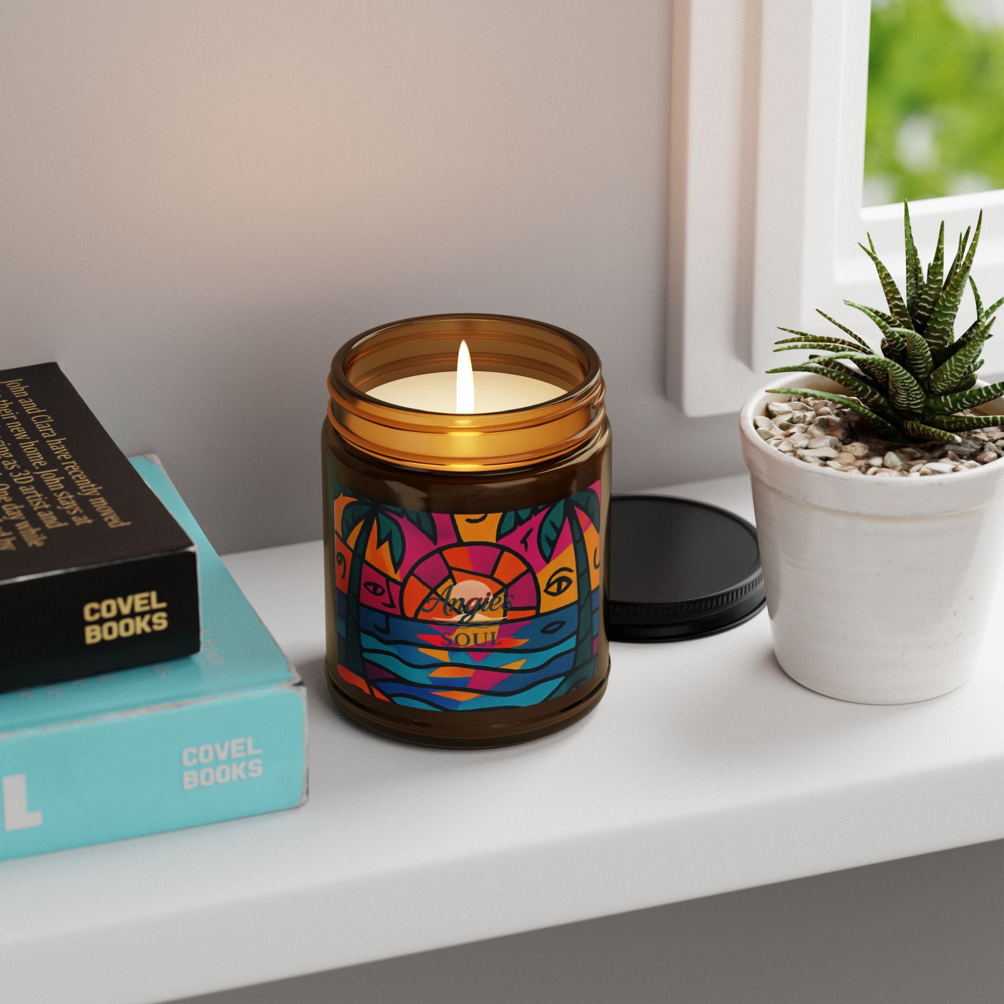 Tropical Sunset Soy Candle — Scented Amber Jar (Multi-Size)