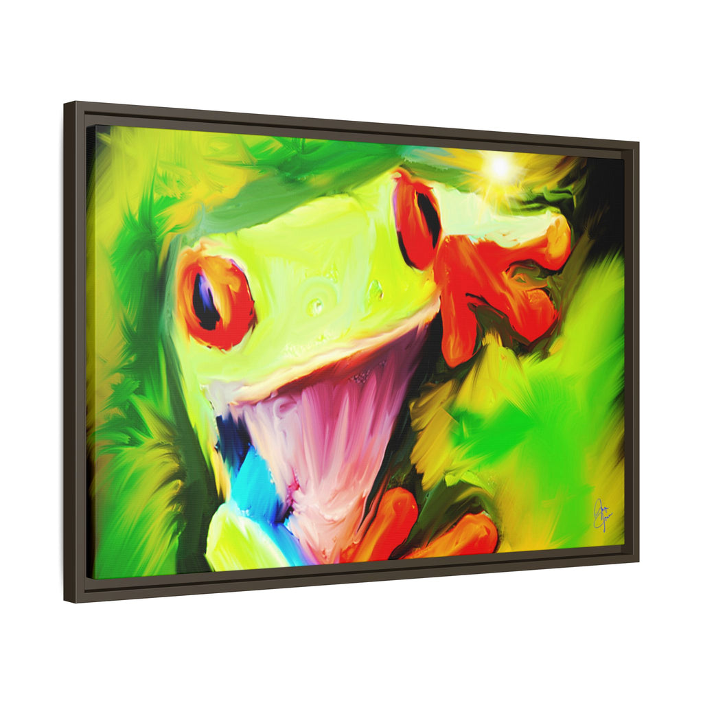 Colorful Tree Frog Matte Canvas Print — Framed Tropical Wall Art