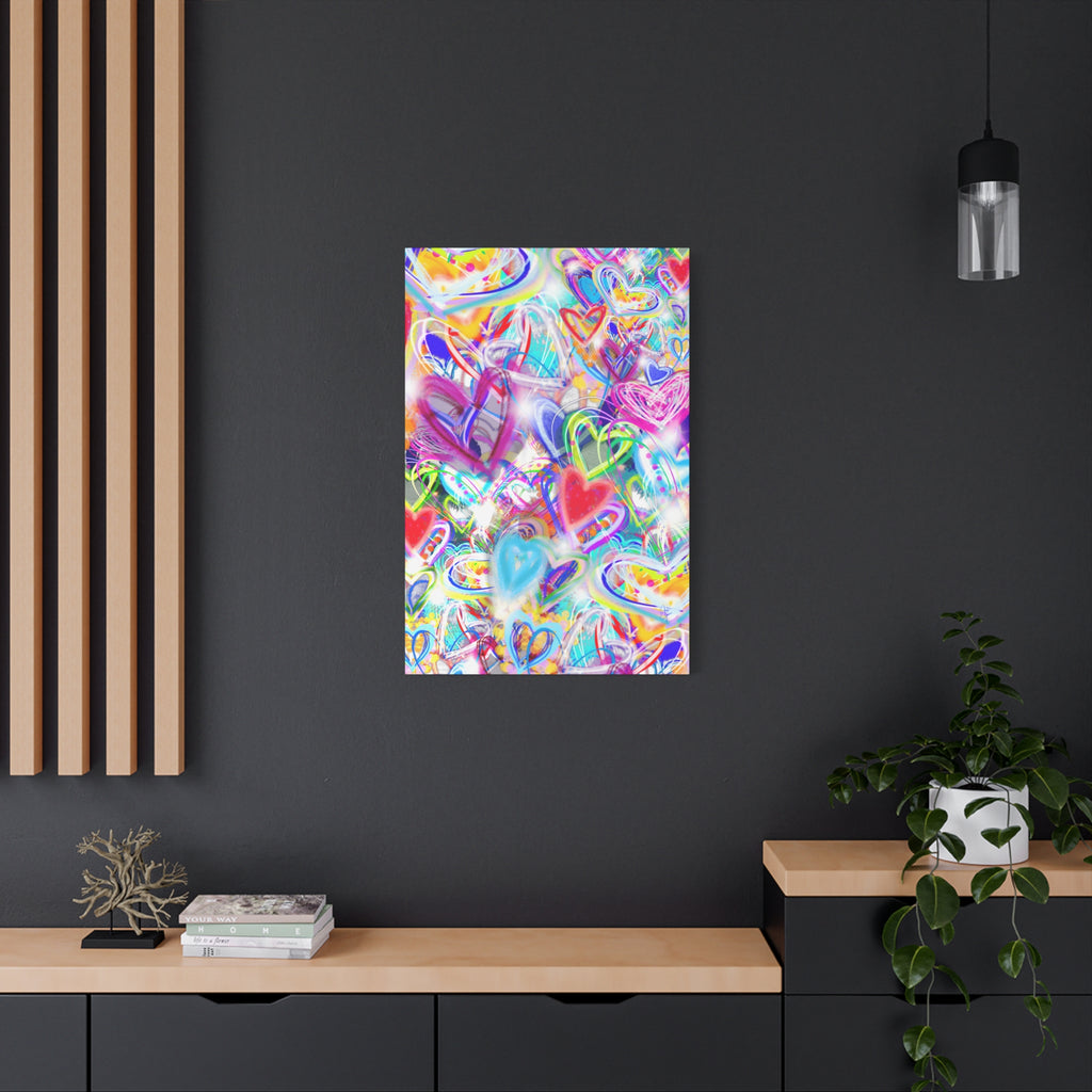 Colorful Heart Graffiti Matte Canvas