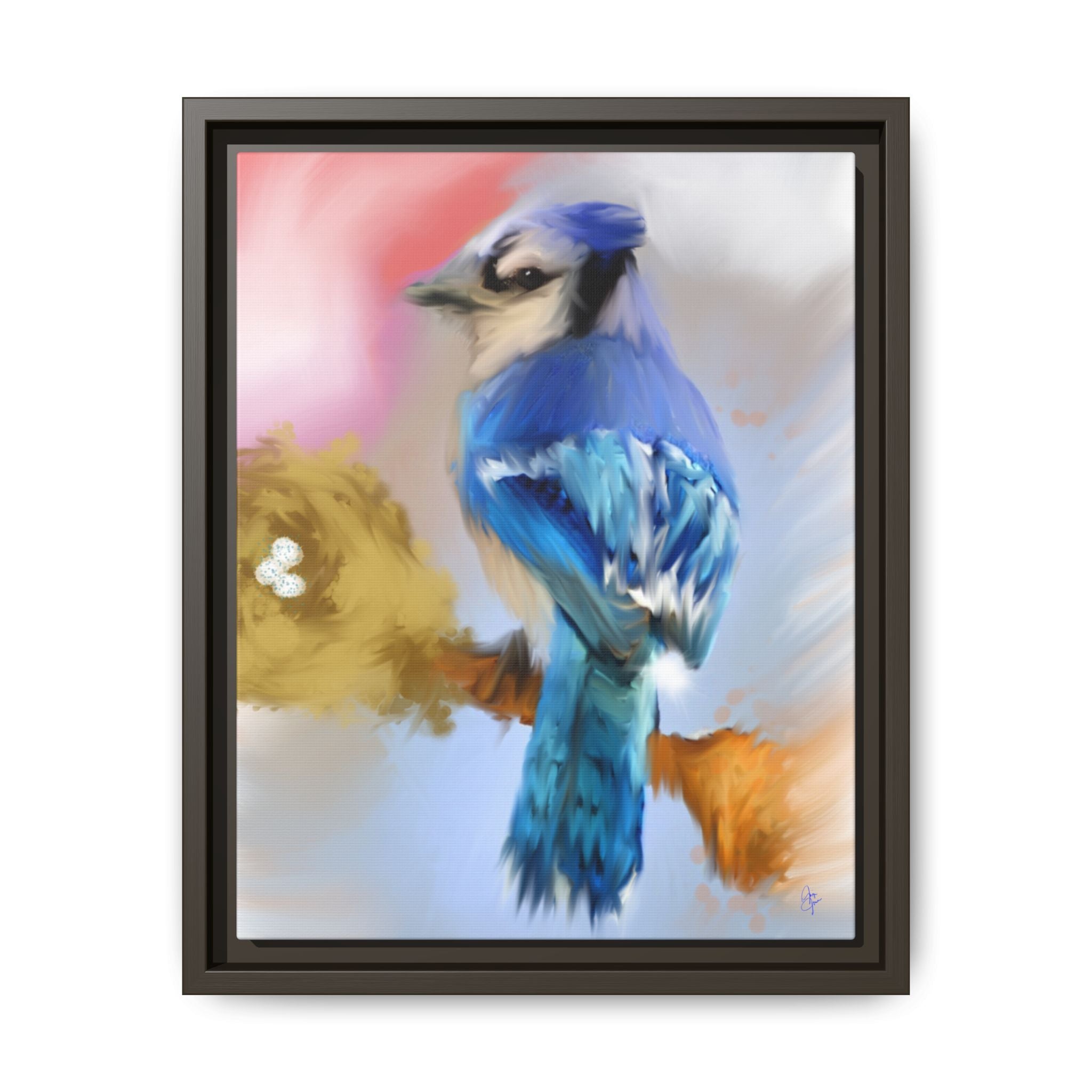 Blue Jay Art Print — Framed Matte Canvas Wall Art