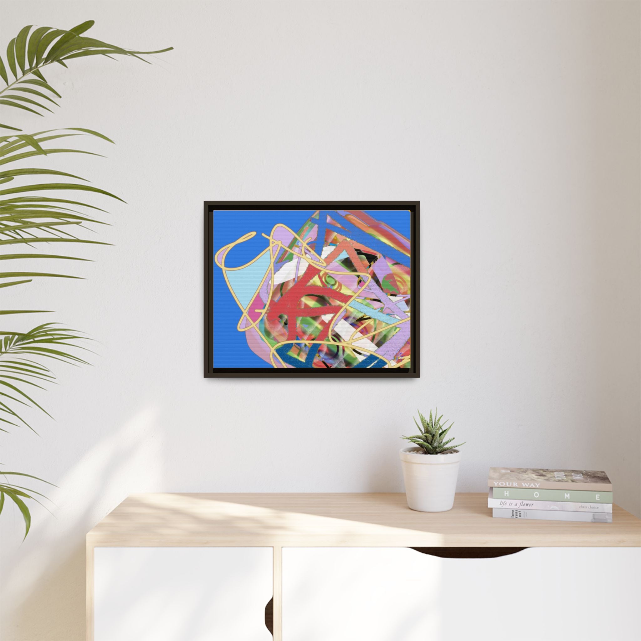 Abstract Multi‑Color Framed Canvas Art – Vibrant Modern Wall Decor