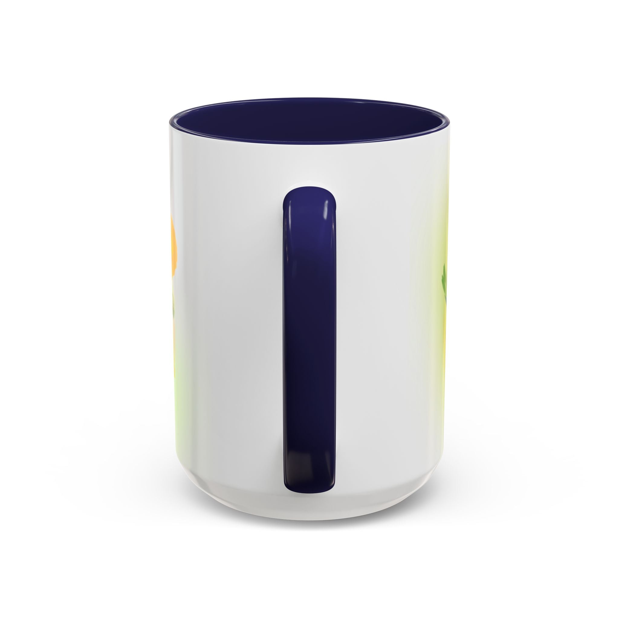 Sunlit Daisy Accent Coffee Mug — Yellow Floral 11/15oz