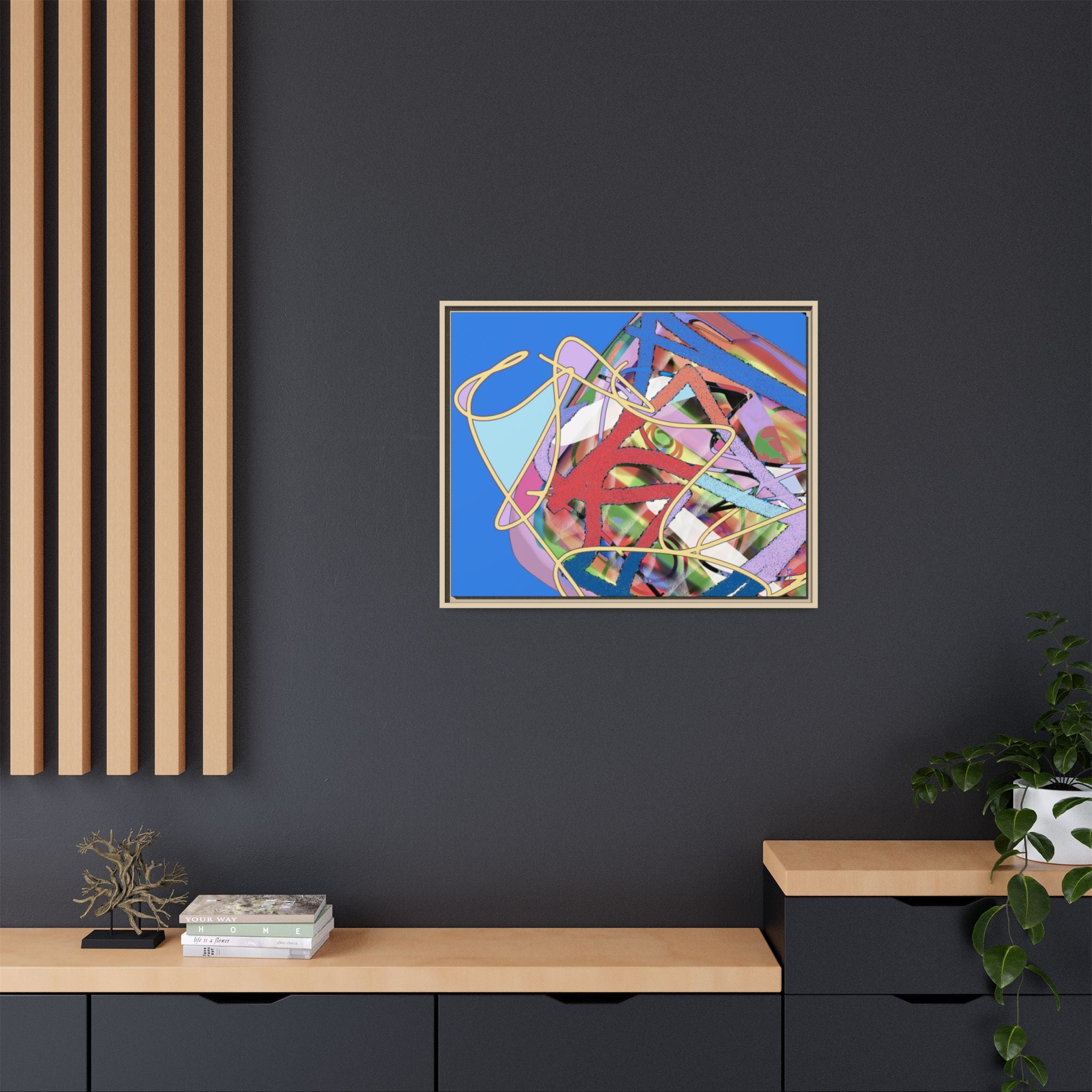 Abstract Multi‑Color Framed Canvas Art – Vibrant Modern Wall Decor
