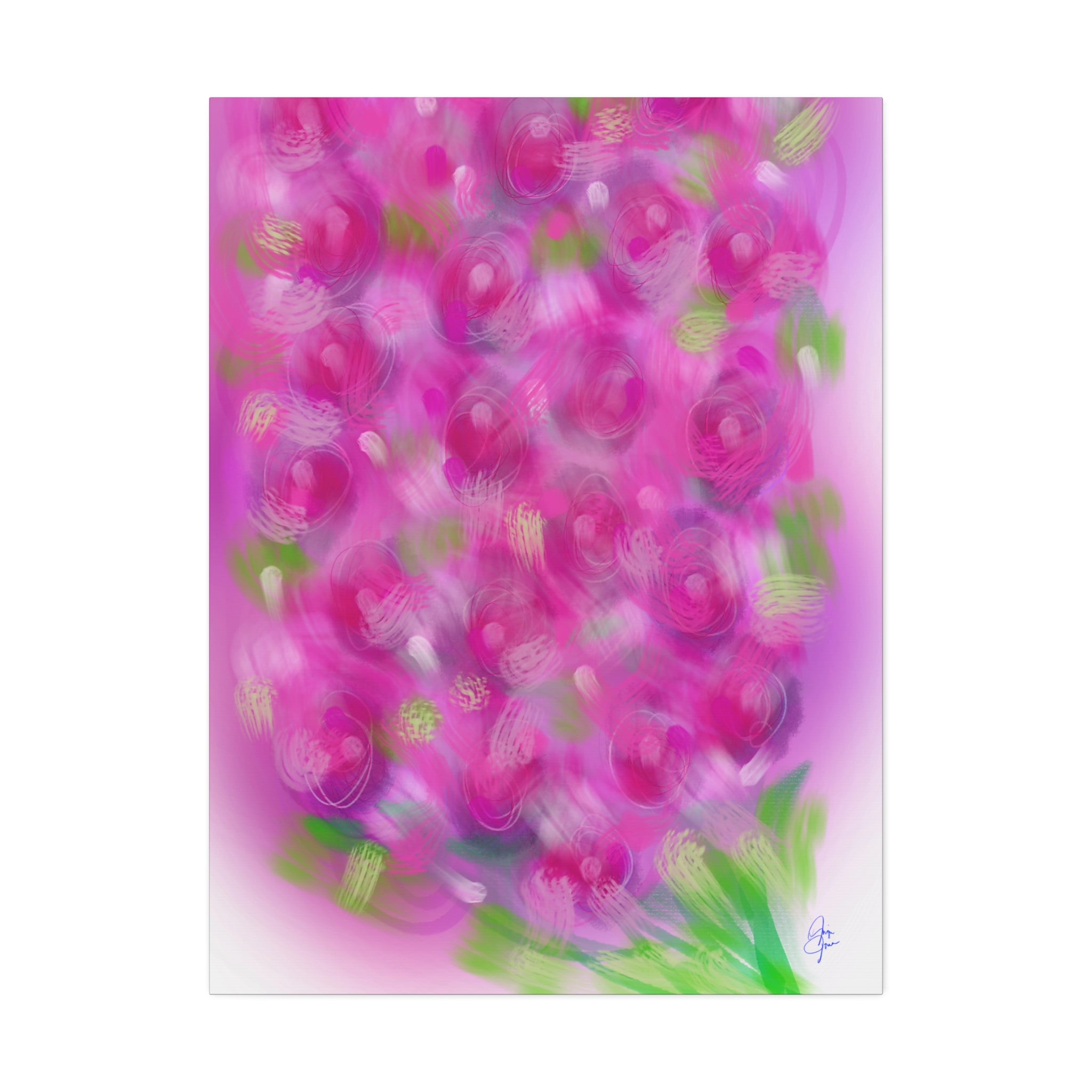 Pink Floral Abstract Canvas Print — Stretched 1.5" Wall Art