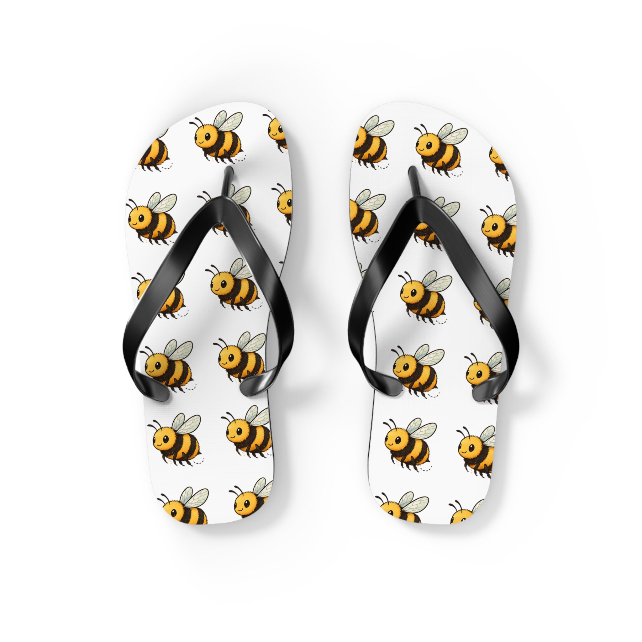 Bee Pattern Flip Flops — Cute Yellow Bee Summer Sandals