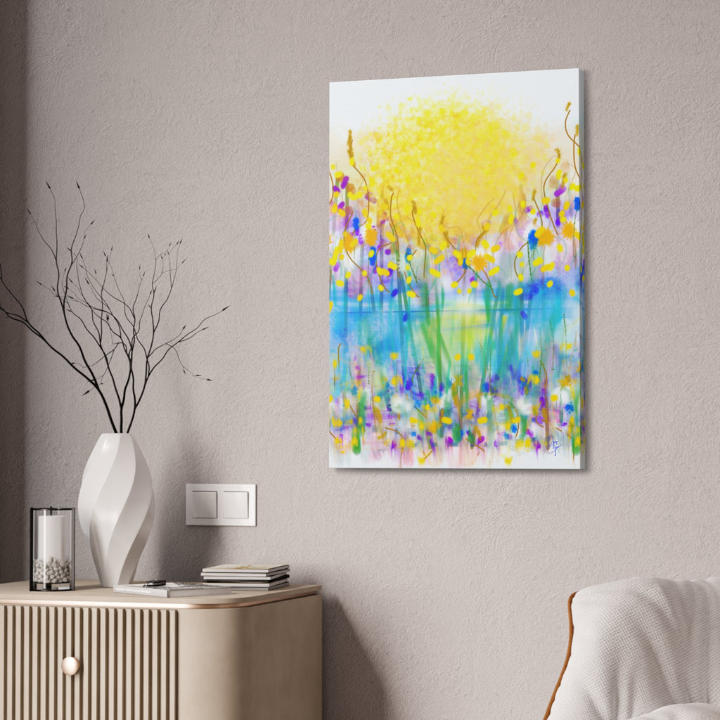 Sunburst Meadow Canvas Print — Vibrant Floral Wall Art
